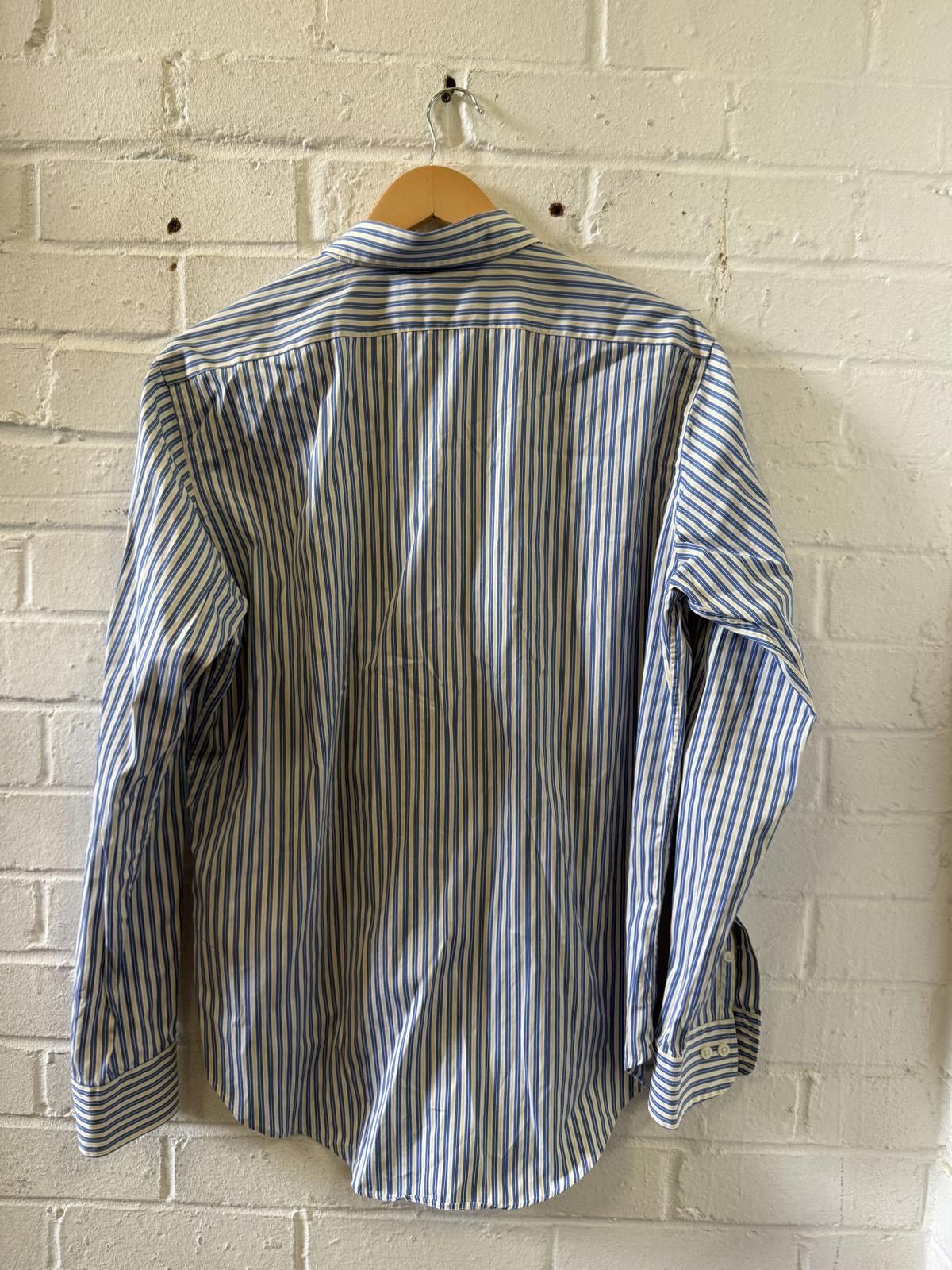 Designer American Living Men's Blue and White Striped Dress Shirt Size 44R - 2 Thumbnail