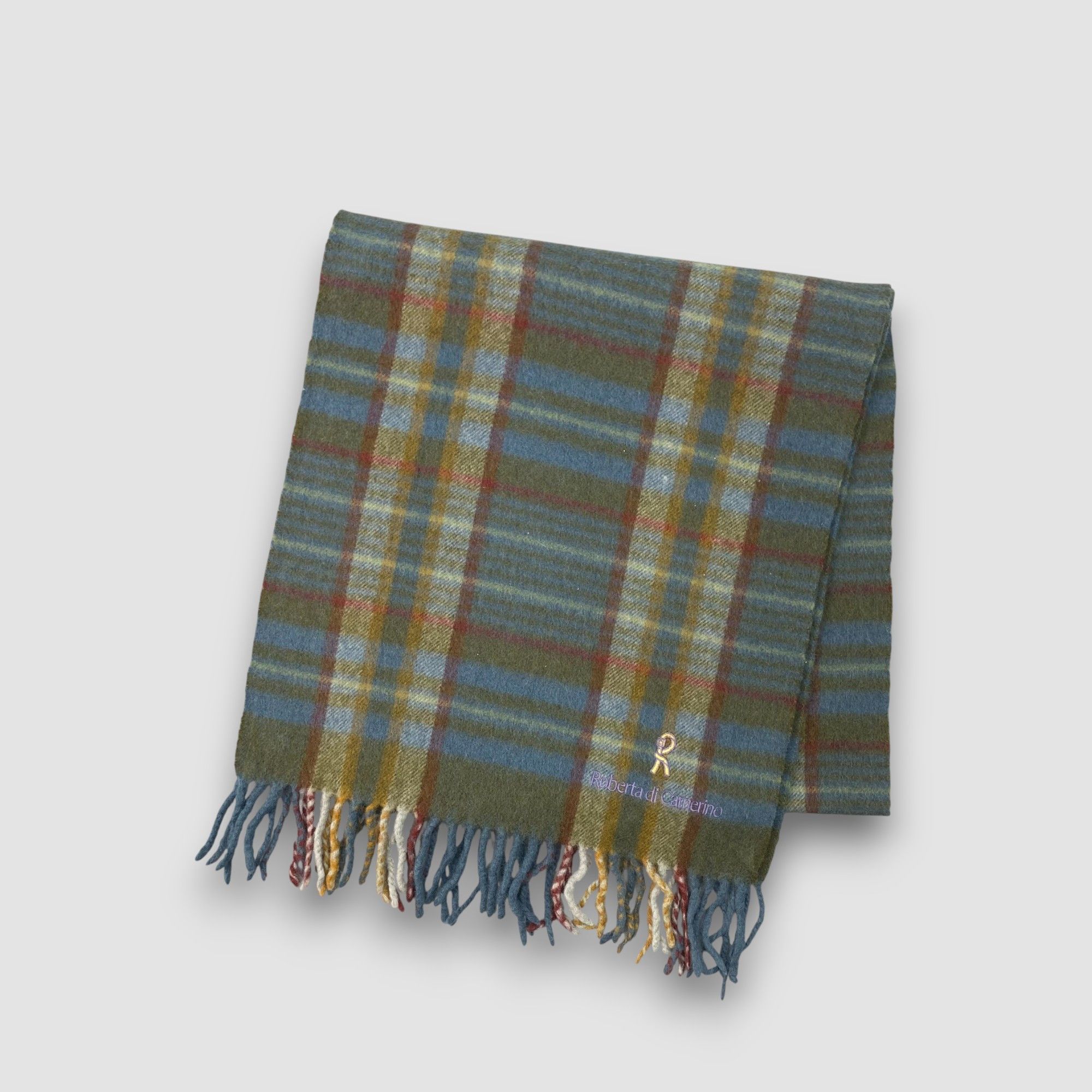 Roberta di Camerino Vintage Roberta di Camerino Scarf Muffler Wool Plaid Scarves Size ONE SIZE - 2 Thumbnail