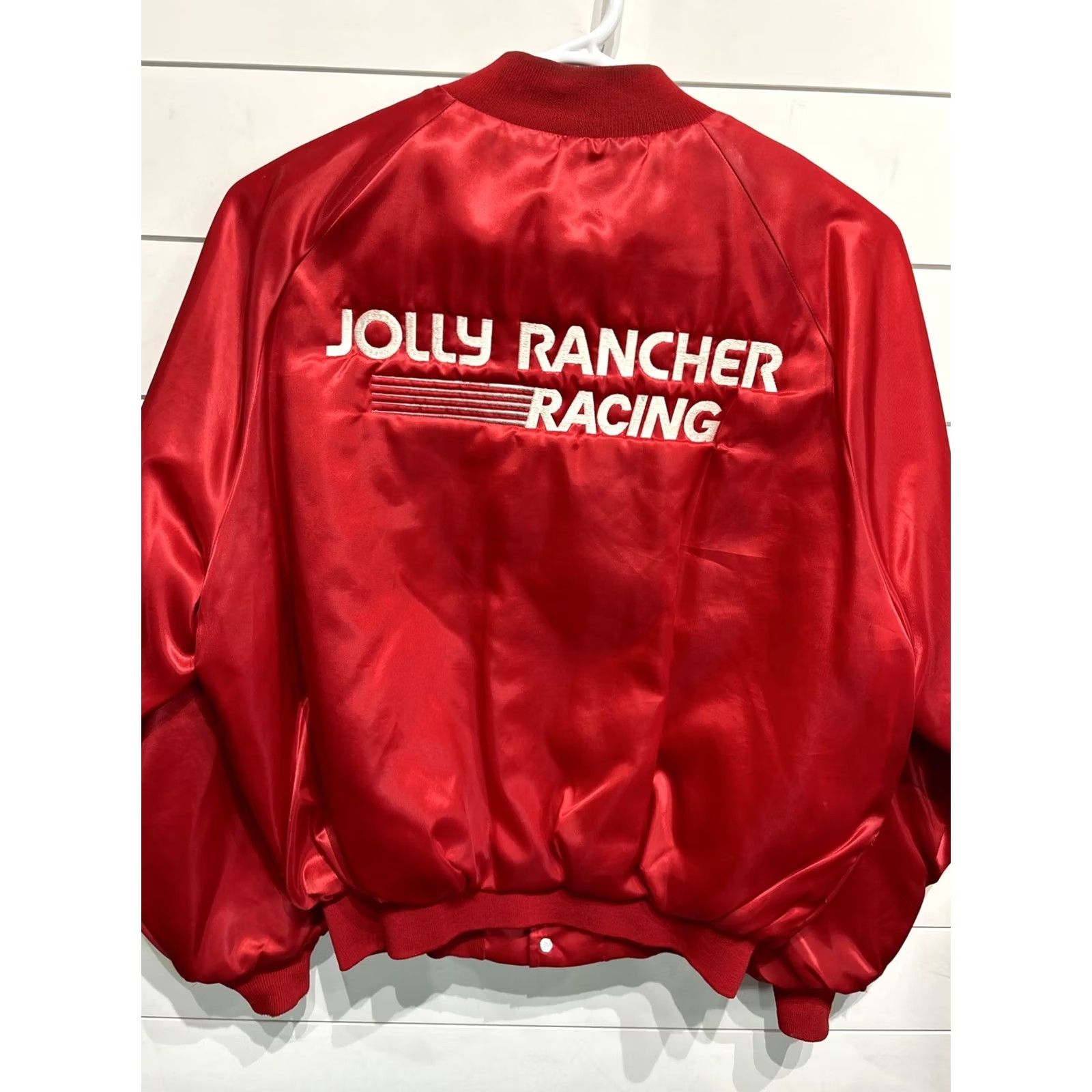 Vintage VINTAGE King Louie NHRA Jolly Rancher Racing Red Satin Snap Jacket Mens Size L VTG Satin Embroidered Varsity Jacket Racing USA Made Size US L / EU 52-54 / 3 - 2 Thumbnail
