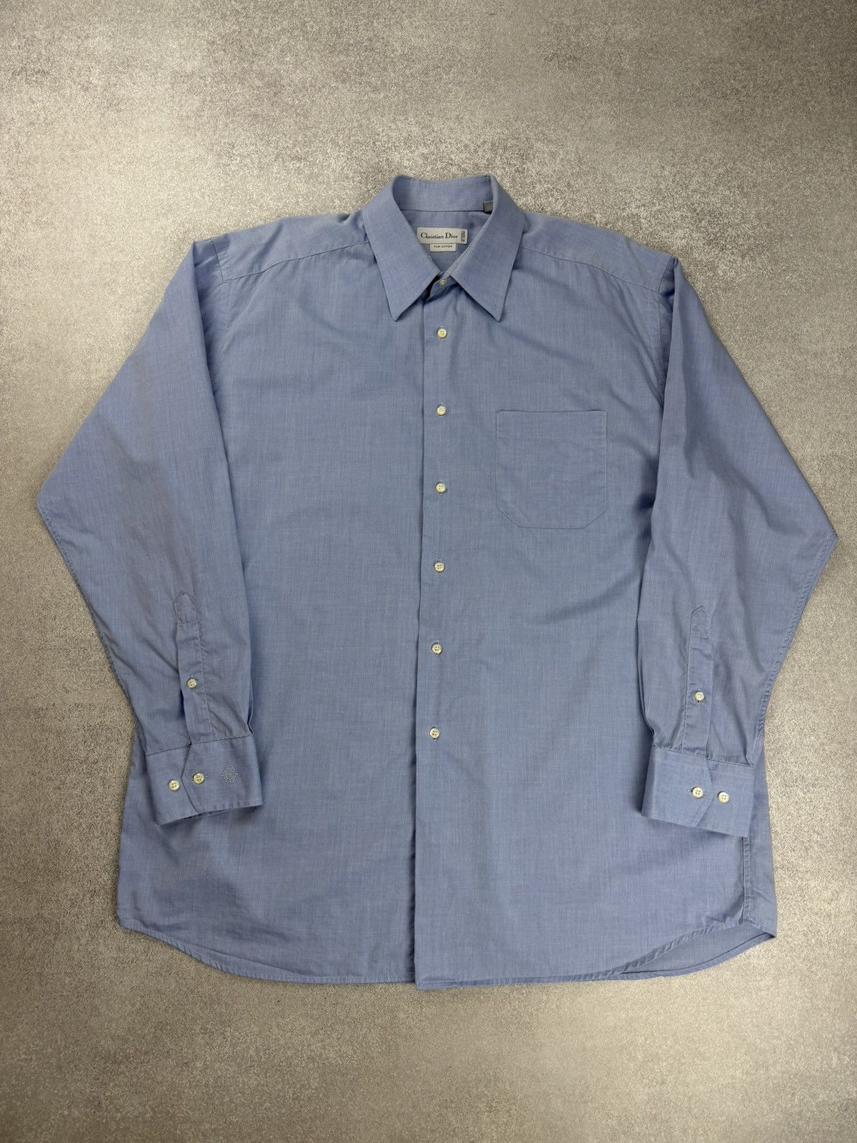 Dior Christian Dior Cotton Long Sleeve Shirt Blue Size 17 43-5 Size US XXL / EU 58 / 5 - 1 Thumbnail