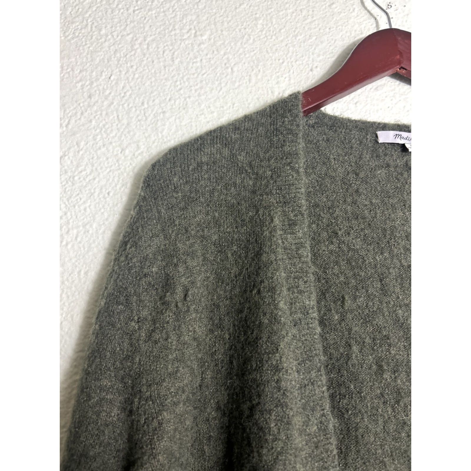 Madewell Madewell Cardigan Sweater Womens Green S Merino Wool Alpaca Open Front Pockets Lightweight Casual Workwear Fall Winter Spring M4226 Size S / US 4 / IT 40 - 3 Thumbnail