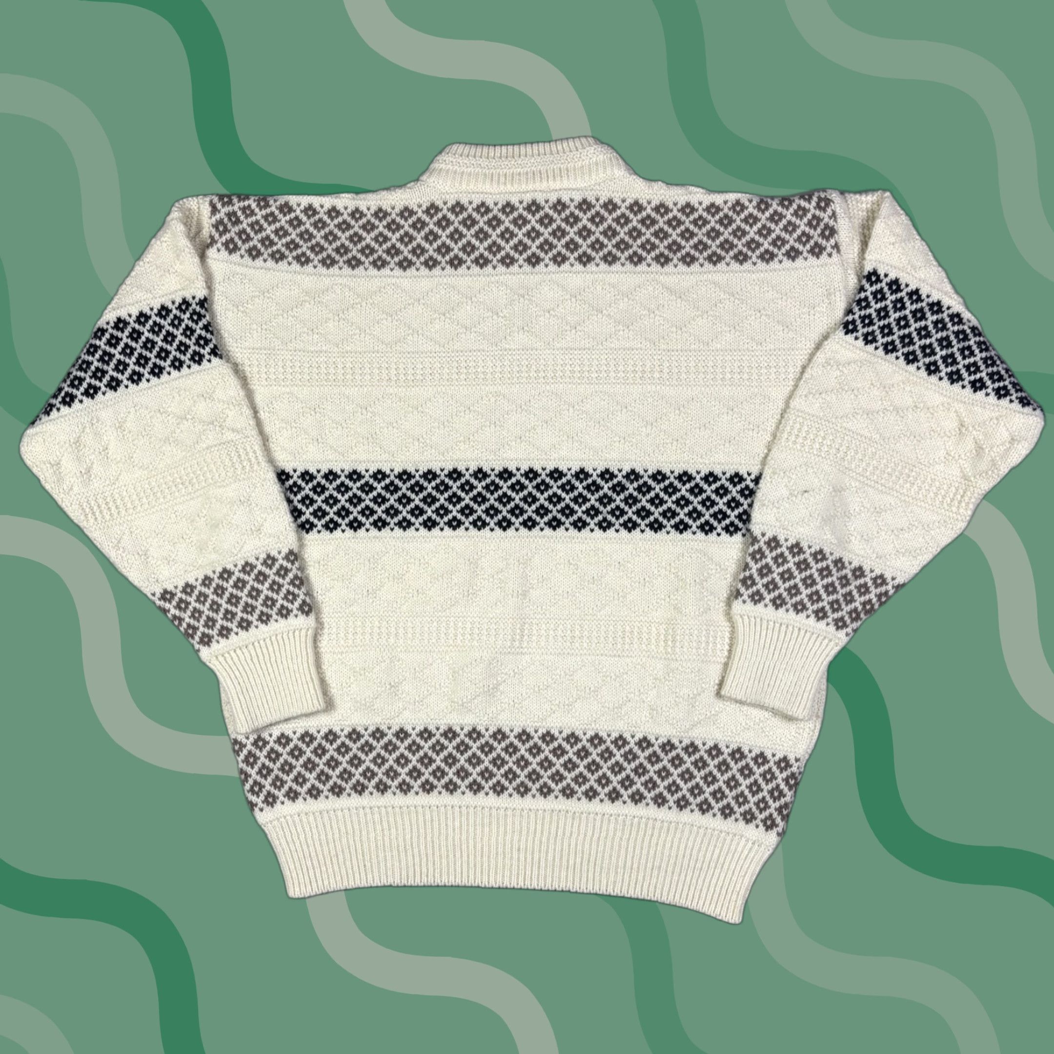 Vintage VINTAGE Giorgio White Striped Knitted Sweater Mens M Cotton Crew Neck Pullover 90s Classic Dad Knit Size US M / EU 48-50 / 2 - 1 Thumbnail