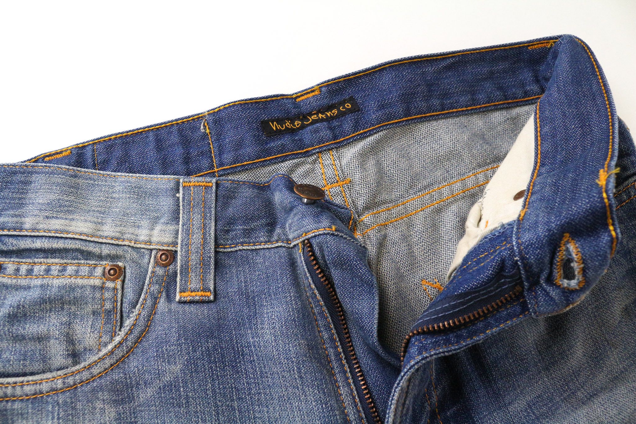 Nudie Jeans SLIM JIM ORG. BROKEN DREAM W29/L32 Blue Slim Jeans 77453 Size US 29 - 3 Thumbnail