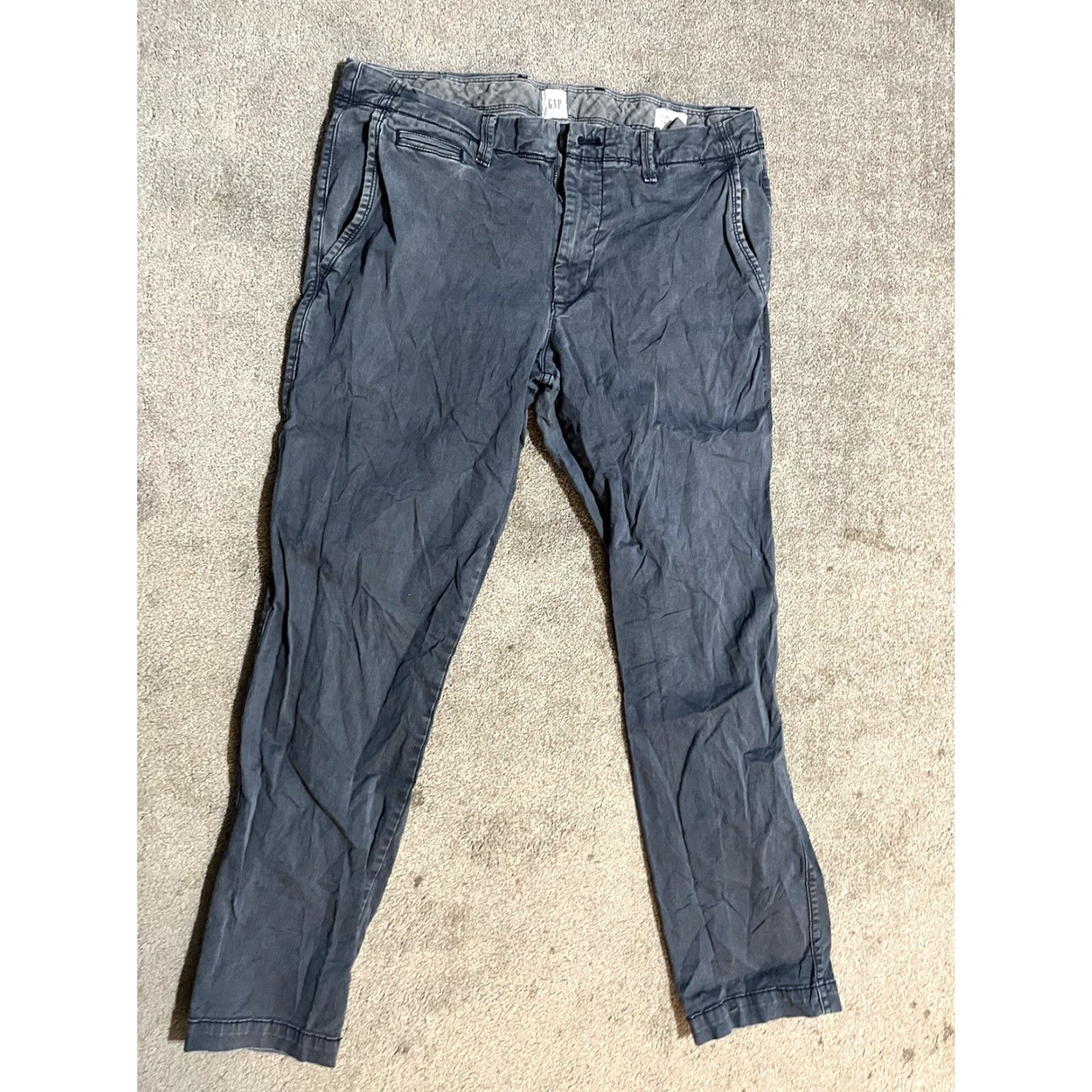 Gap Gap Slim Chino Pants Mens 33x30 Blue Solid Casual Flat Front Zip Cotton Canvas Inseam 30 Vintage No Size US 33 - 2 Thumbnail