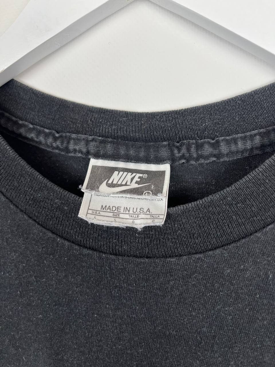 Nike Vintage 90s Nike Made in USA Black T-Shirt Big Swoosh Size L Size US L / EU 52-54 / 3 - 6 Thumbnail