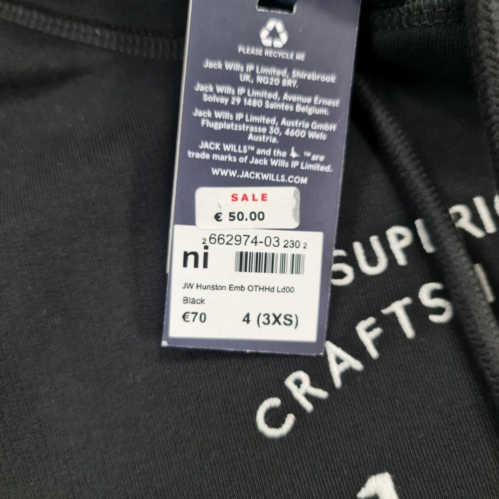 Jack Wills Jack Wills Hoodie Womens Pullover Black 4 UK Hunston Logo Fleece 75% Cotton 25% Polyester Pockets Hooded Uni/Regular Womens Mens? Size S / US 4 / IT 40 - 4 Thumbnail