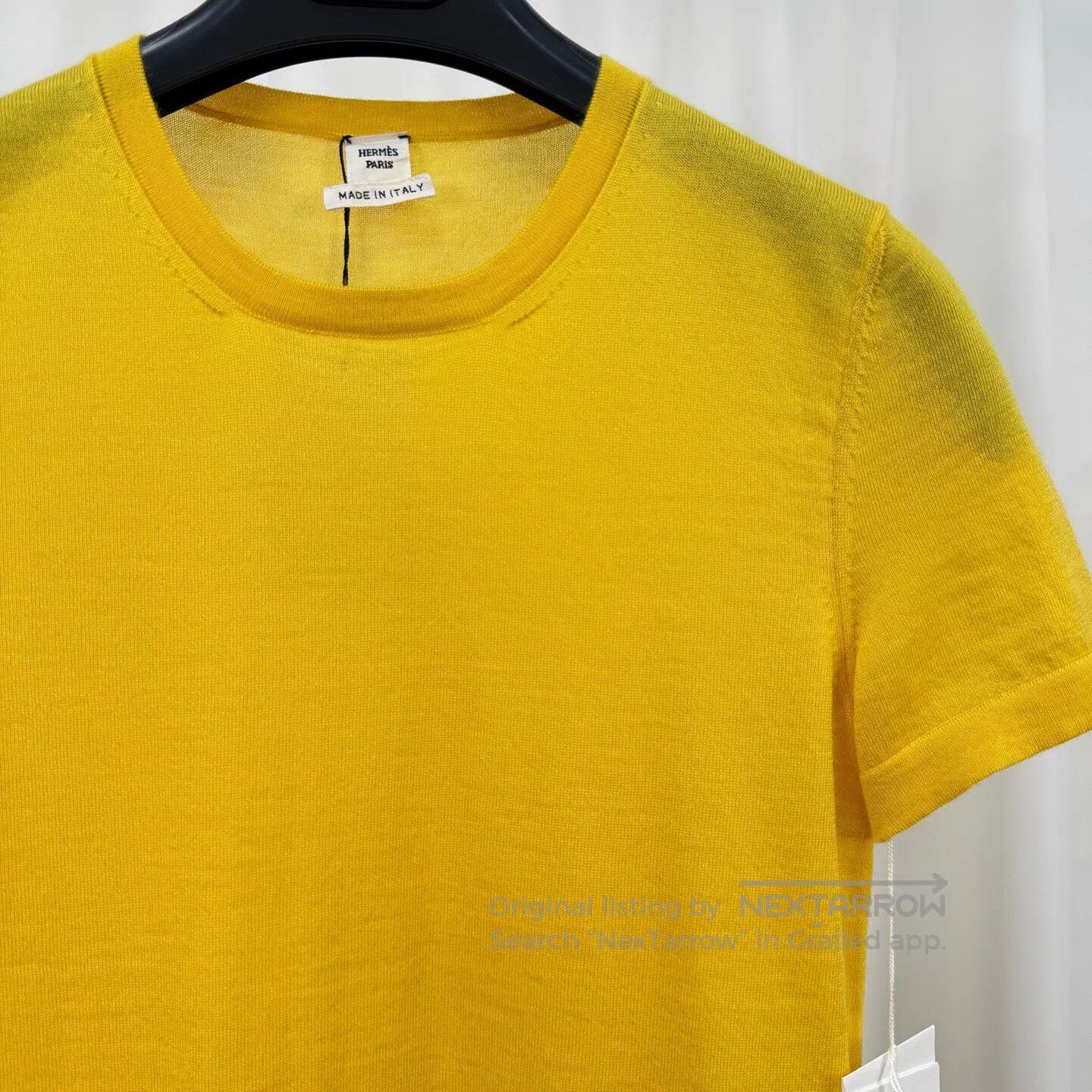 Hermes Hermes Yellow Hollow-Out Letter H Pure Cashmere Knit Short Size XXS / US 00 / IT 34 - 4 Thumbnail