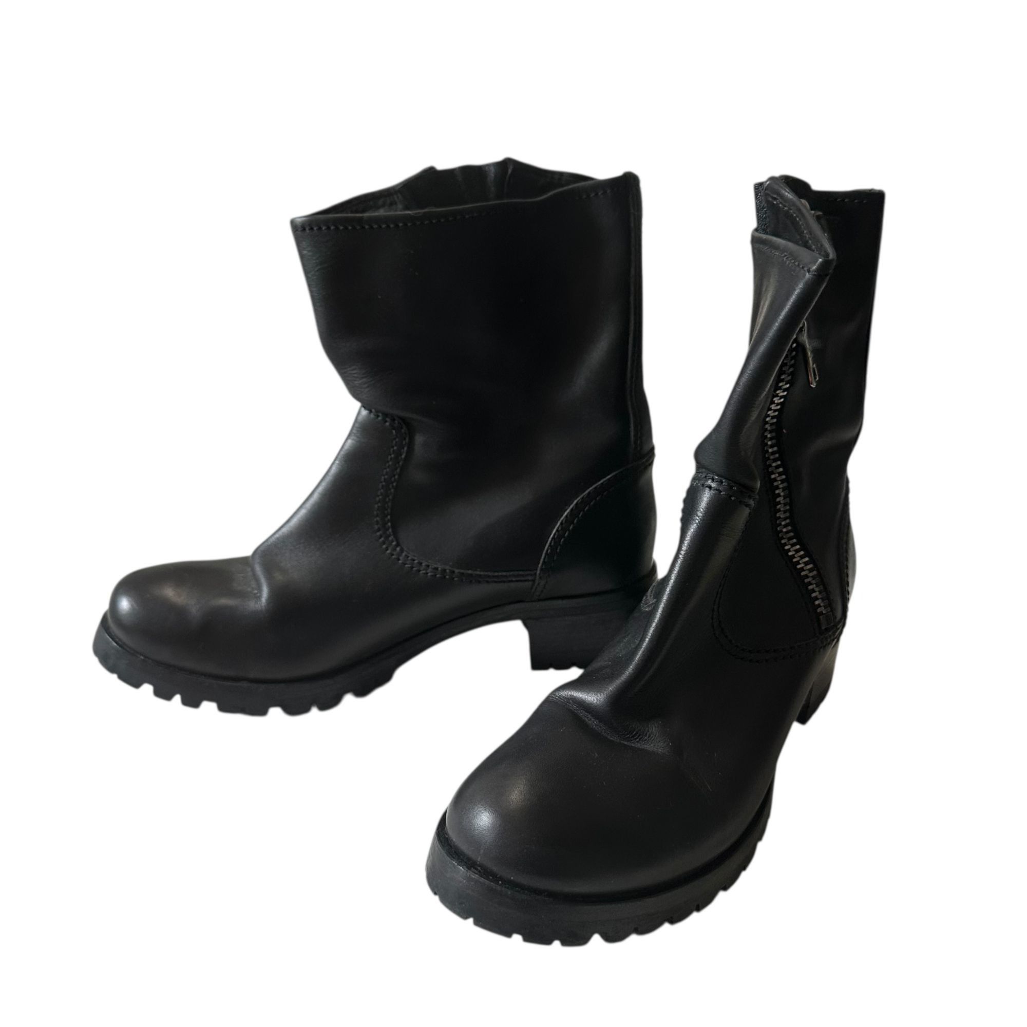 Prada Prada Biker Boots Black Leather Lug Sole Ankle Boots EU 38.5 Size US 8.5 / IT 38.5 - 2 Thumbnail