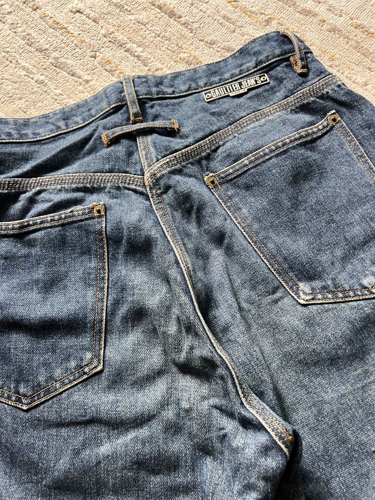 Designer × Jean Paul Gaultier Vintage JPG Gaultier Jeans Straight Wide Denim Jeans Size US 30 / EU 46 - 9 Thumbnail