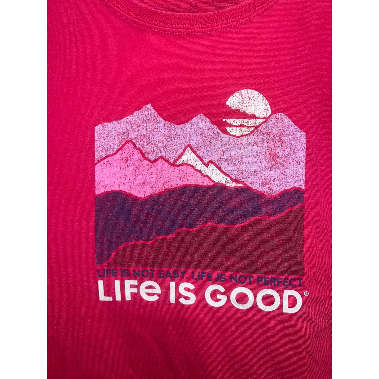 Vintage Womens Life Is Good Mountain Shirt Crusher Pink Tee Medium Size M / US 6-8 / IT 42-44 - 2 Thumbnail