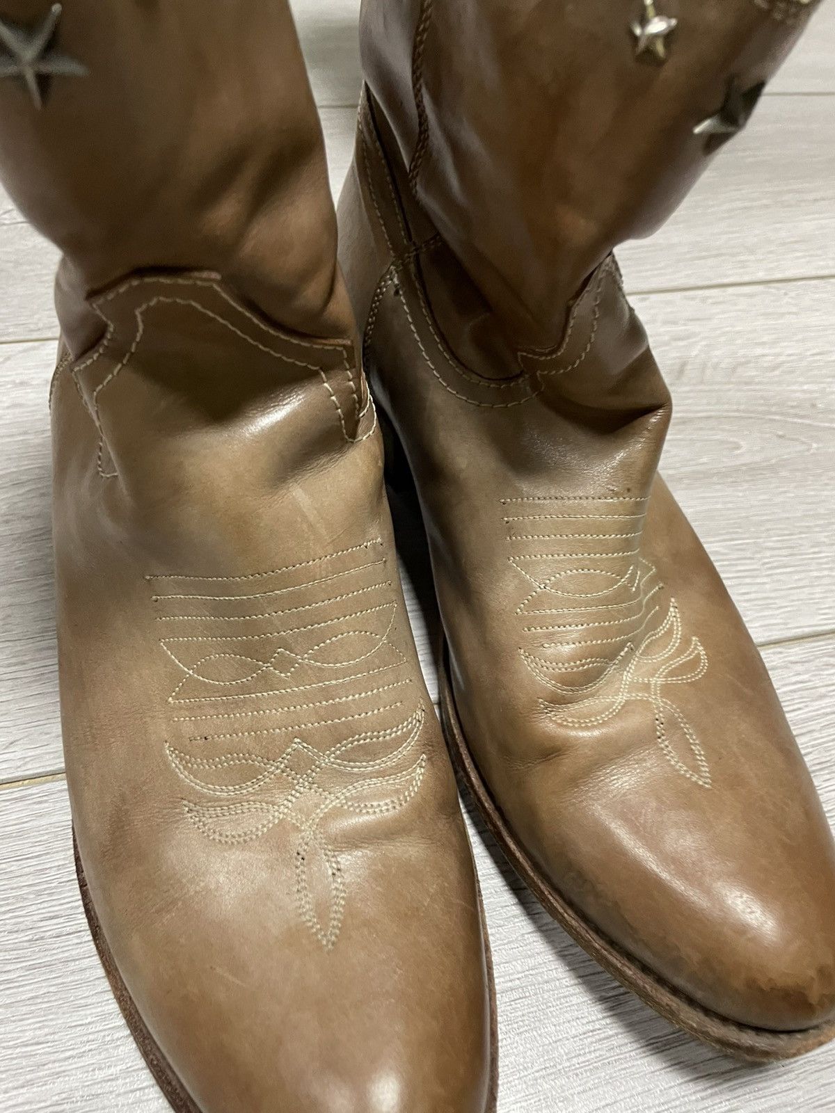 Sancho Boots Sancho stars 🌟 cowboy vintage western boots side zip Size US 10 / IT 40 - 10 Thumbnail