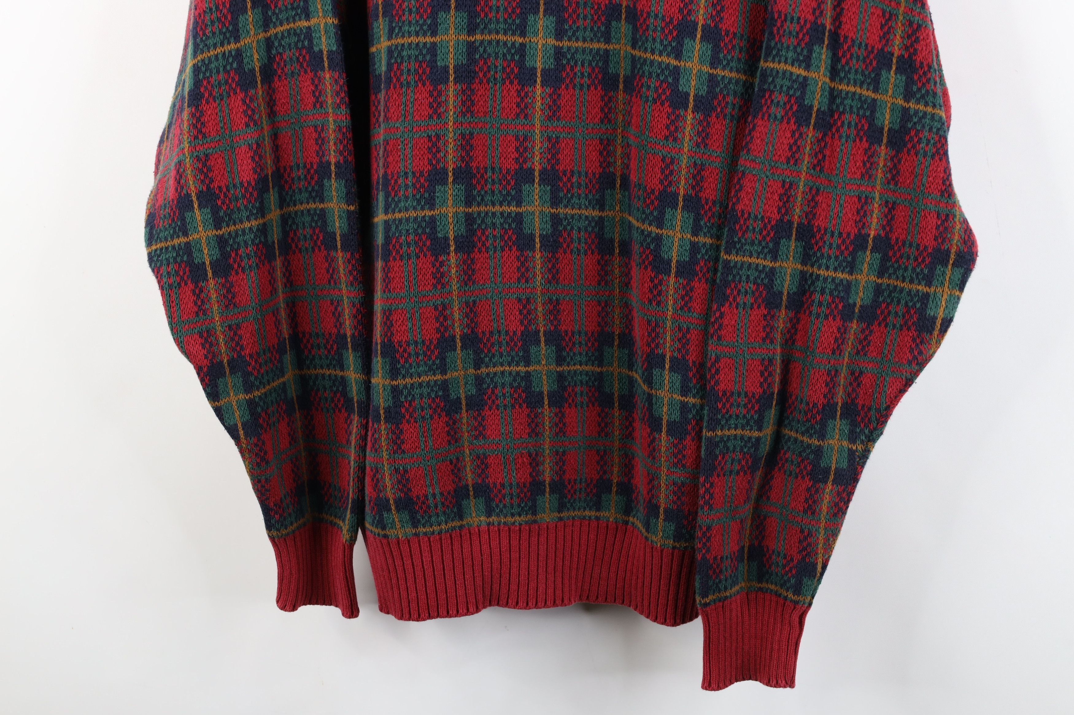 Vintage Vintage 90s Streetwear Cotton Knit Crewneck Sweater Plaid Size US M / EU 48-50 / 2 - 3 Thumbnail