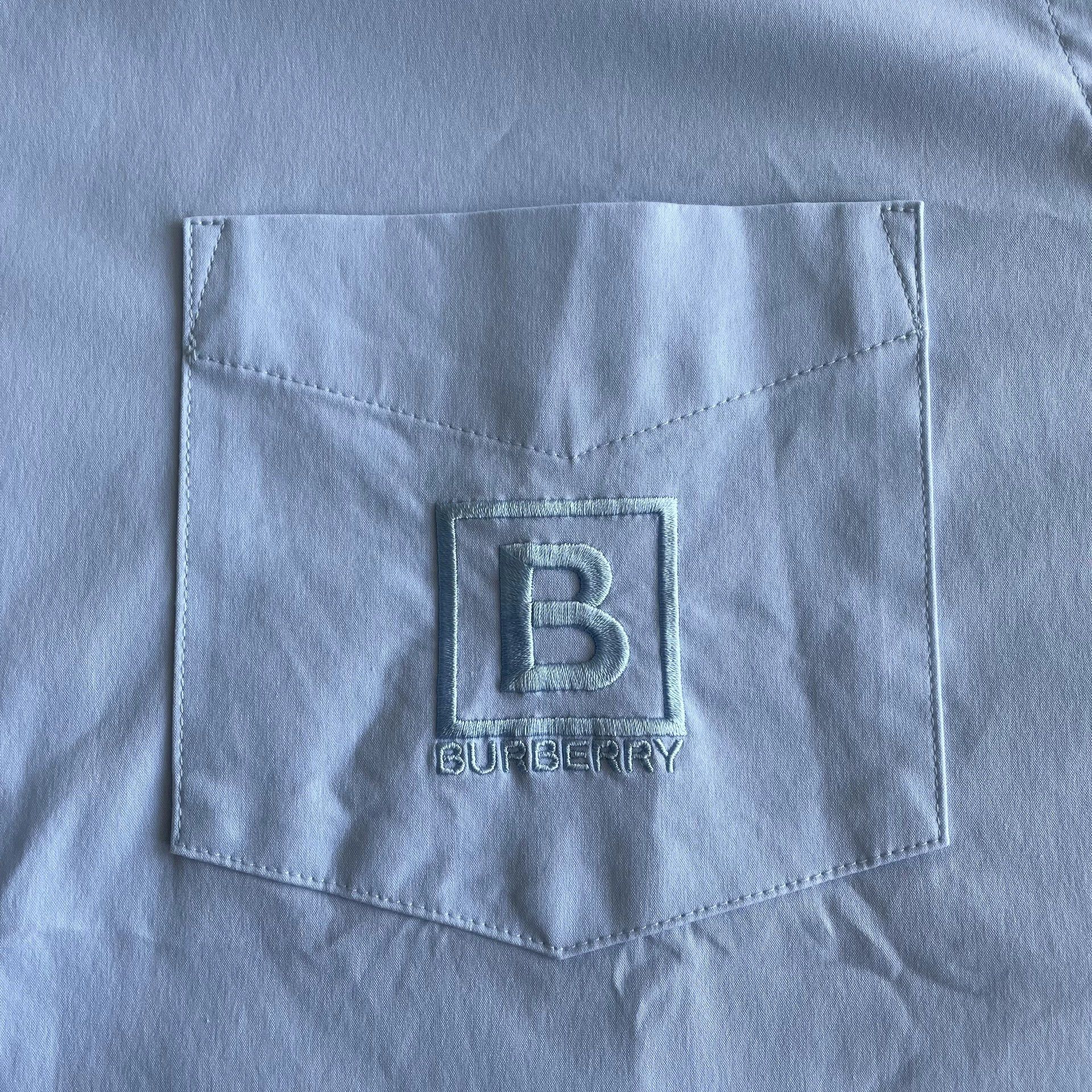 Burberry Burberry male blue solid point collar LS shirt XXL Size US XXL / EU 58 / 5 - 3 Thumbnail