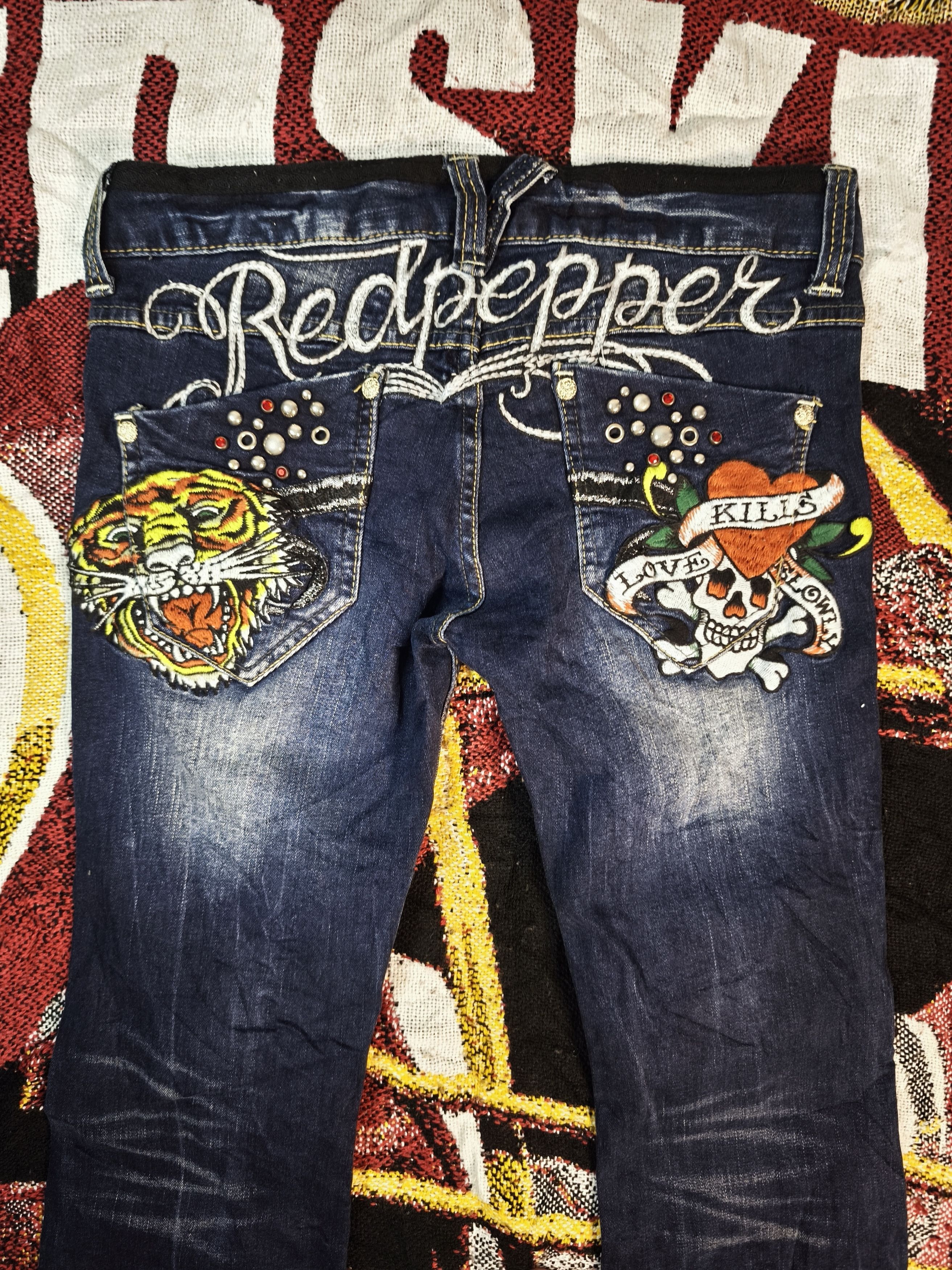 Very Rare!!! Ed Hardy x Dr Pepper Embroidered Jeans.
