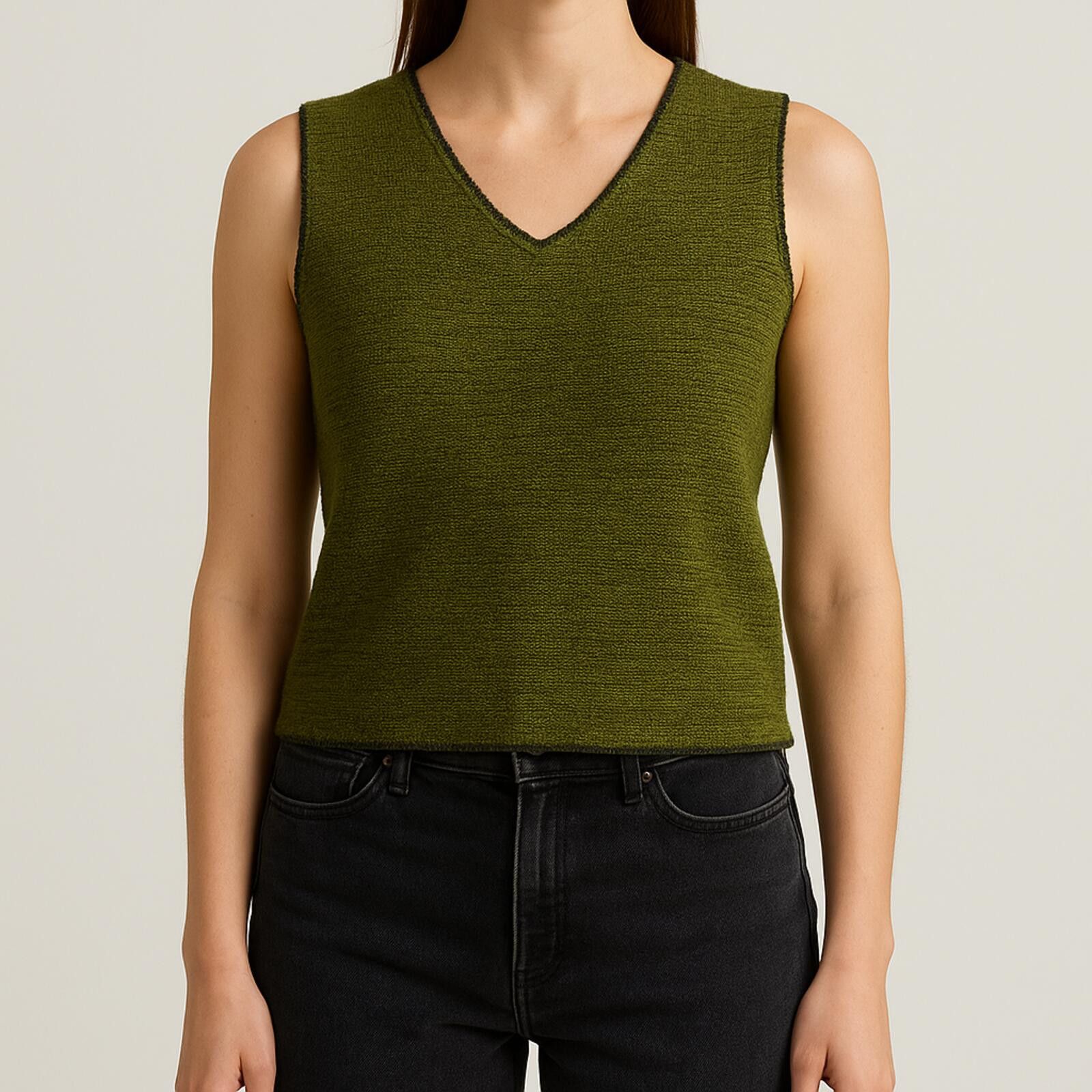Other Crazy Horse Vintage Green Solid Sweater Vest Womens Large Size L / US 10 / IT 46 - 2 Thumbnail