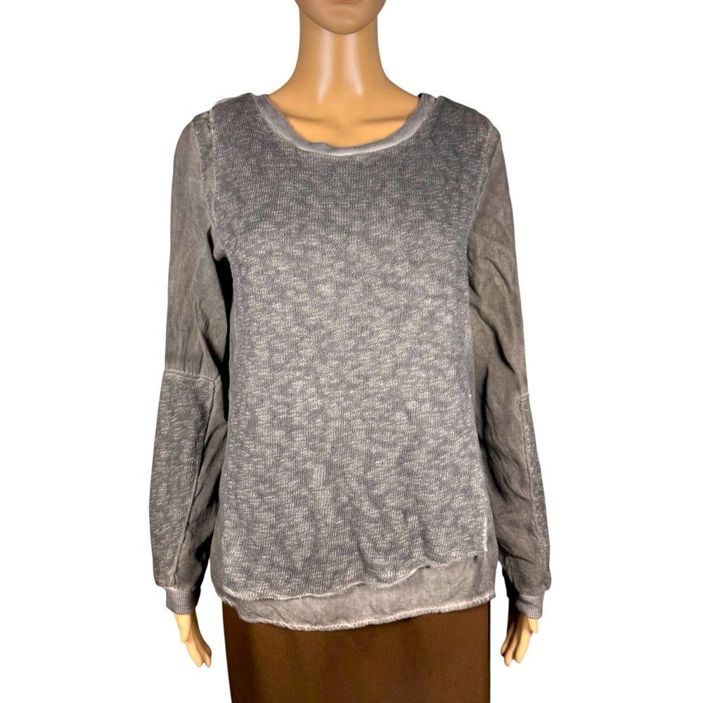 Other Tina + Jo MIxed Media Long Sleeve Grey Cotton Rayon Sweater Size M / US 6-8 / IT 42-44 - 1 Thumbnail