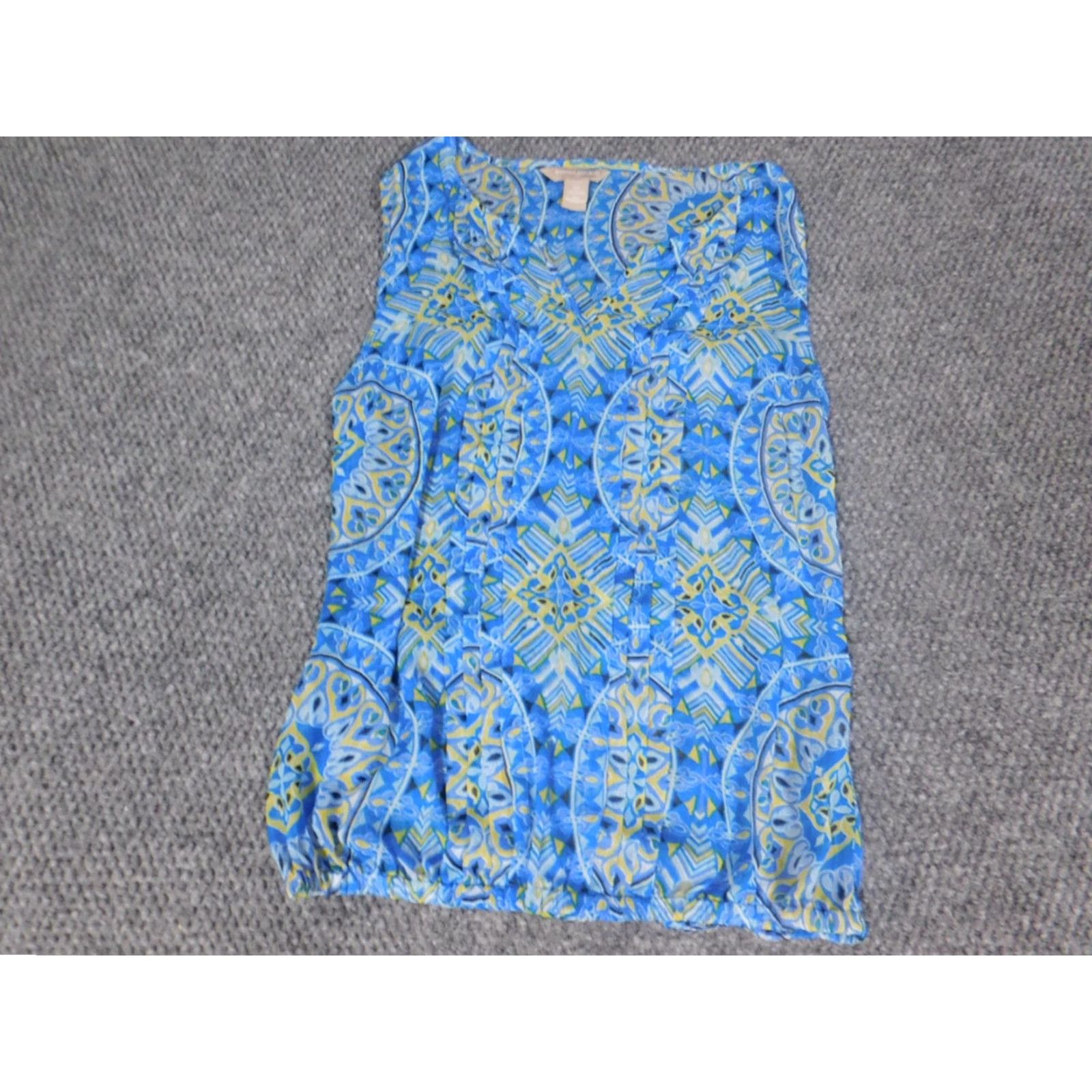 Banana Republic Banana Republic Blouse XS Women Blue Crew Neck Pullover Casual Shirt Pattern Solid Sleeveless Polyester Rayon Basic Classic Stretch Vintage No N/A Size XS / US 0-2 / IT 36-38 - 2 Thumbnail