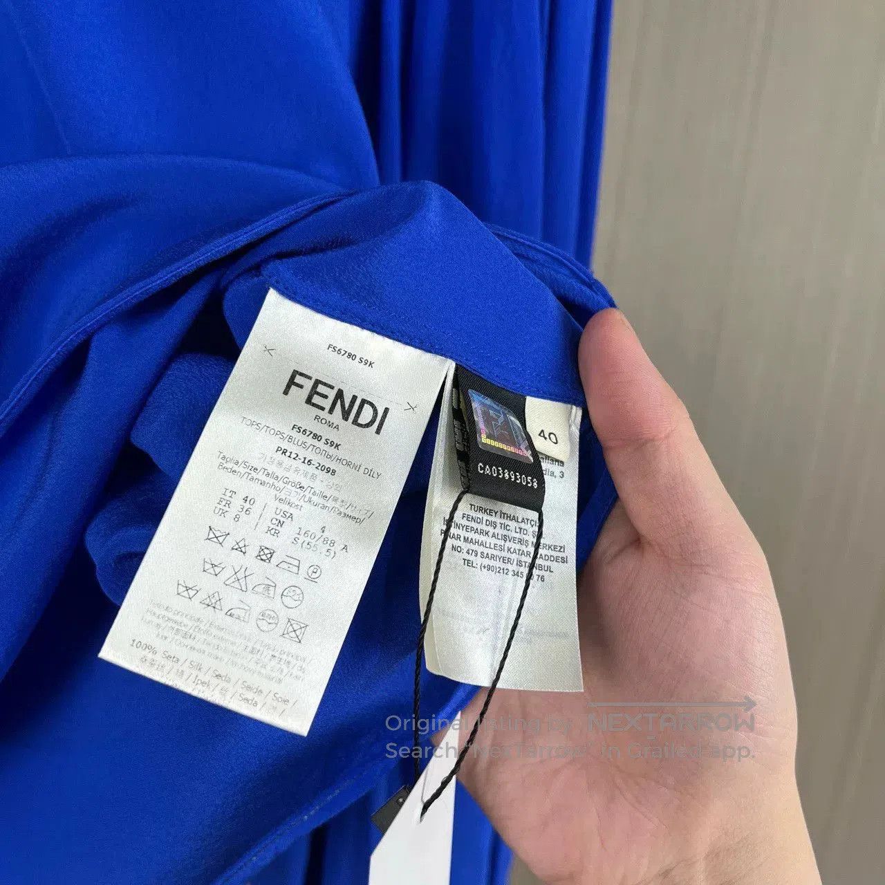 Fendi Fendi Blue White Silk Lantern Sleeve Top. Size S / US 4 / IT 40 - 5 Thumbnail