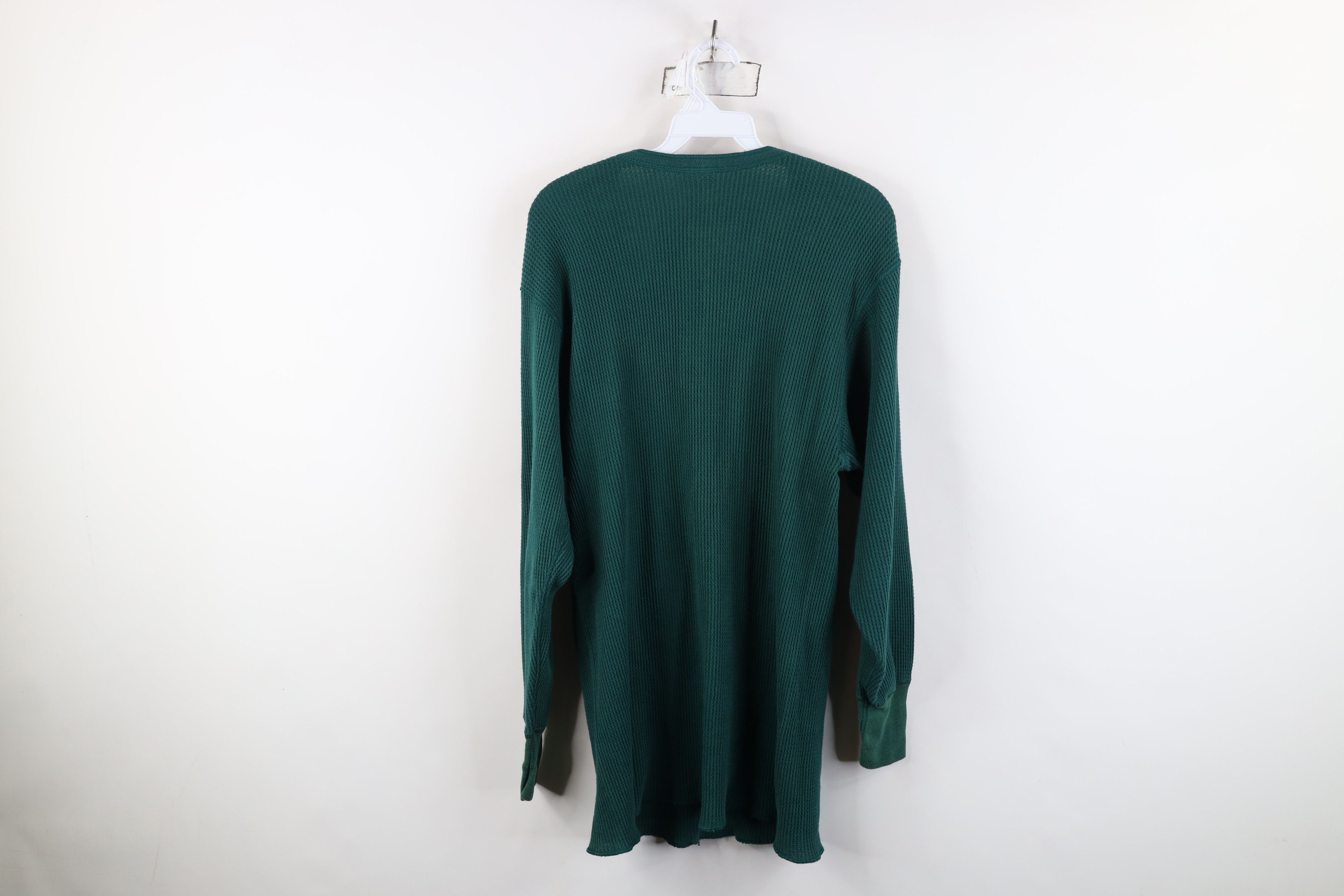 Vintage Vintage 90s Streetwear Waffle Knit Henley T-Shirt Green USA Size US XL / EU 56 / 4 - 9 Thumbnail