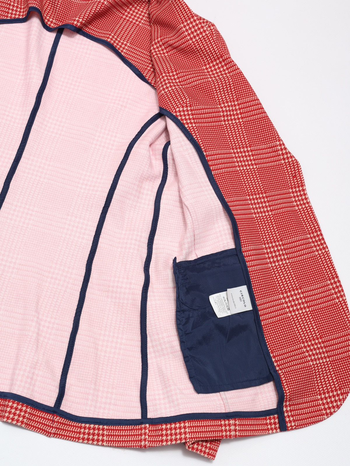 Circolo 1901 Circolo 1901 Red White Houndstooth Blazer Cotton Elastane Size L / US 10 / IT 46 - 12 Thumbnail