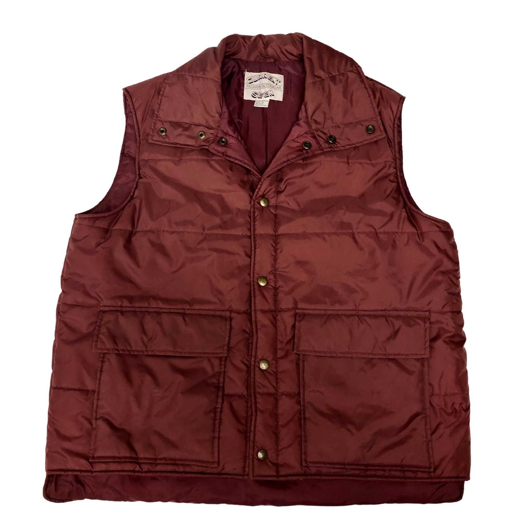80's Current Seen Maroon Nylon PUFFER Jacket Winter SKI Vest
