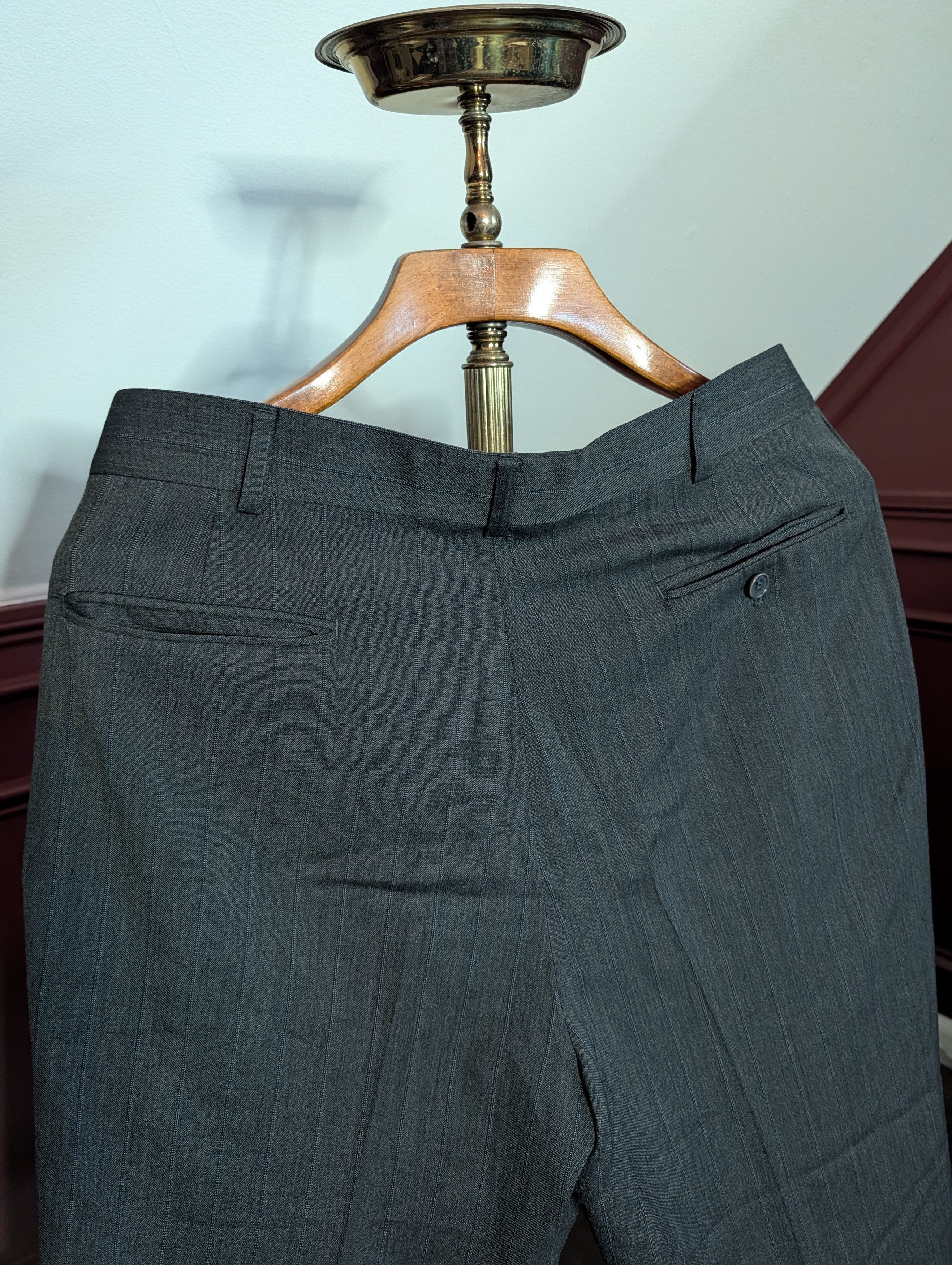Other DORMEL ITALY gray striped wool tailored dress trousers Size US 33 - 9 Thumbnail