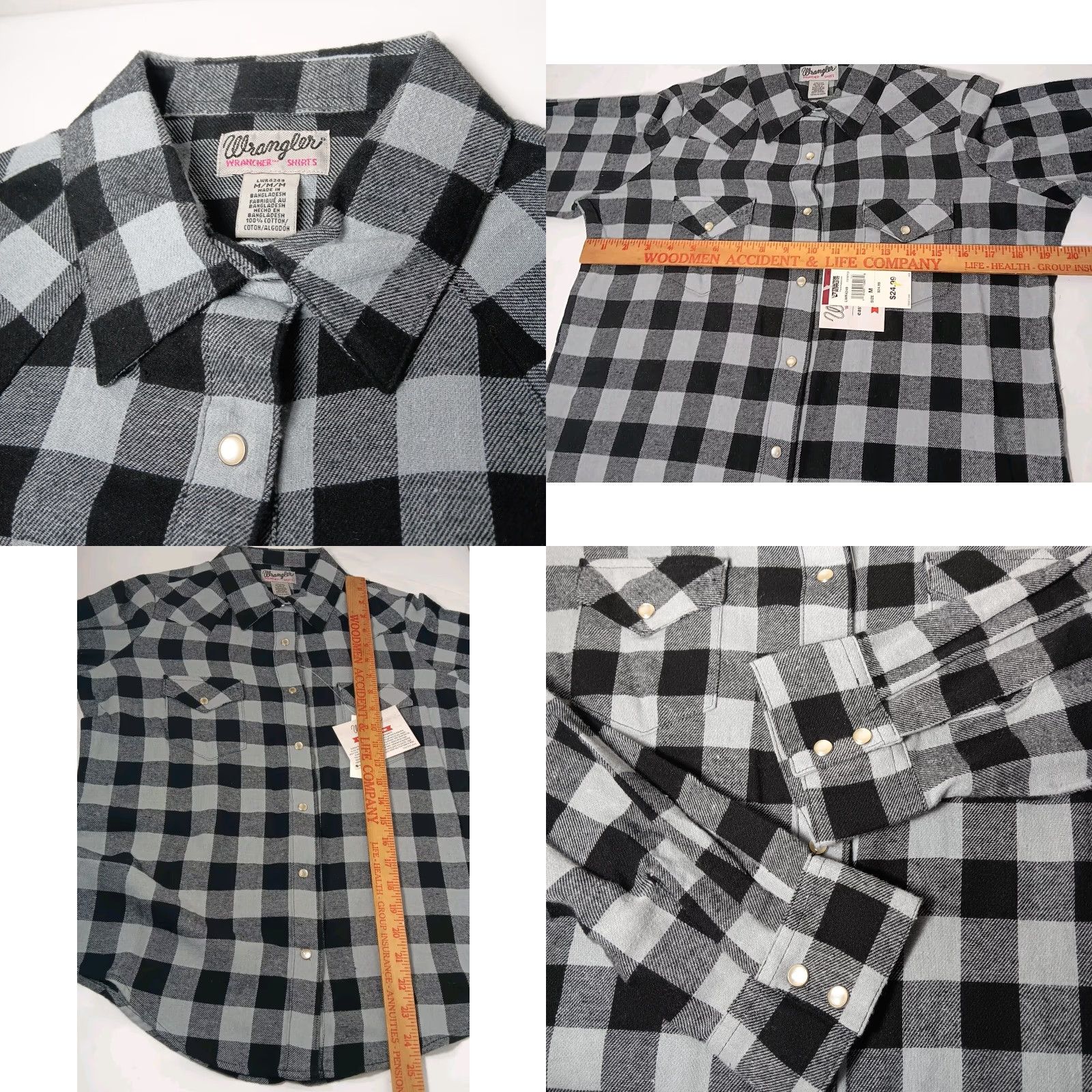 Wrangler VINTAGE Wrangler Flannel Shirt Women M Western Pearl Snap Plaid Cowgirl Ranch Rodeo Fall Winter Size M / US 6-8 / IT 42-44 - 8 Thumbnail