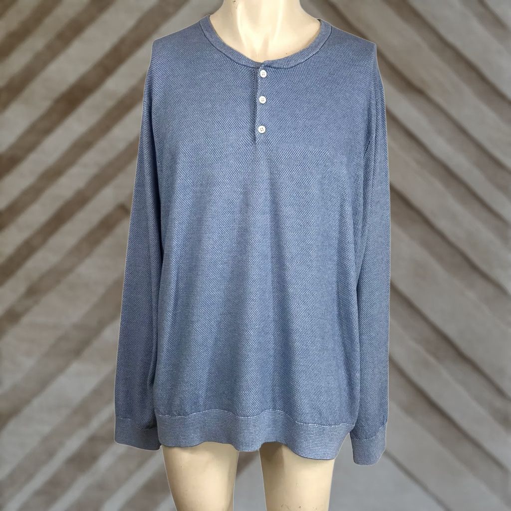 Bonobos BONOBOS Mens Blue Textured Long Sleeve Henley Shirt XXL Size US XXL / EU 58 / 5 - 1 Thumbnail