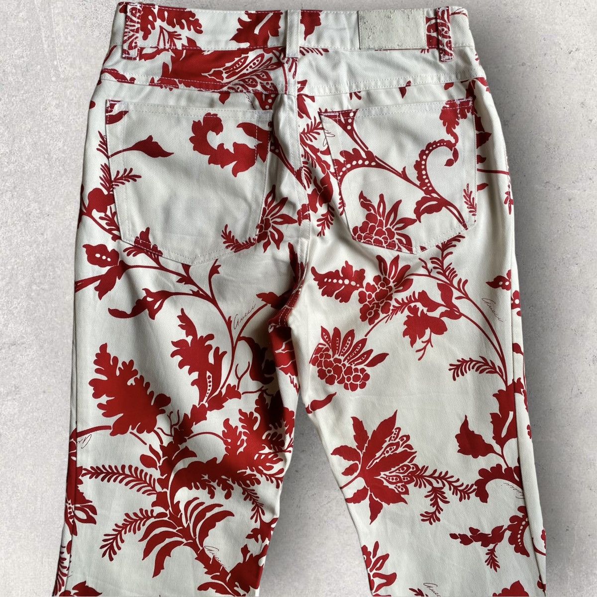 Gucci SS 2000 Floral Print Flare Denim Jeans Size 28" / US 6 / IT 42 - 4 Thumbnail