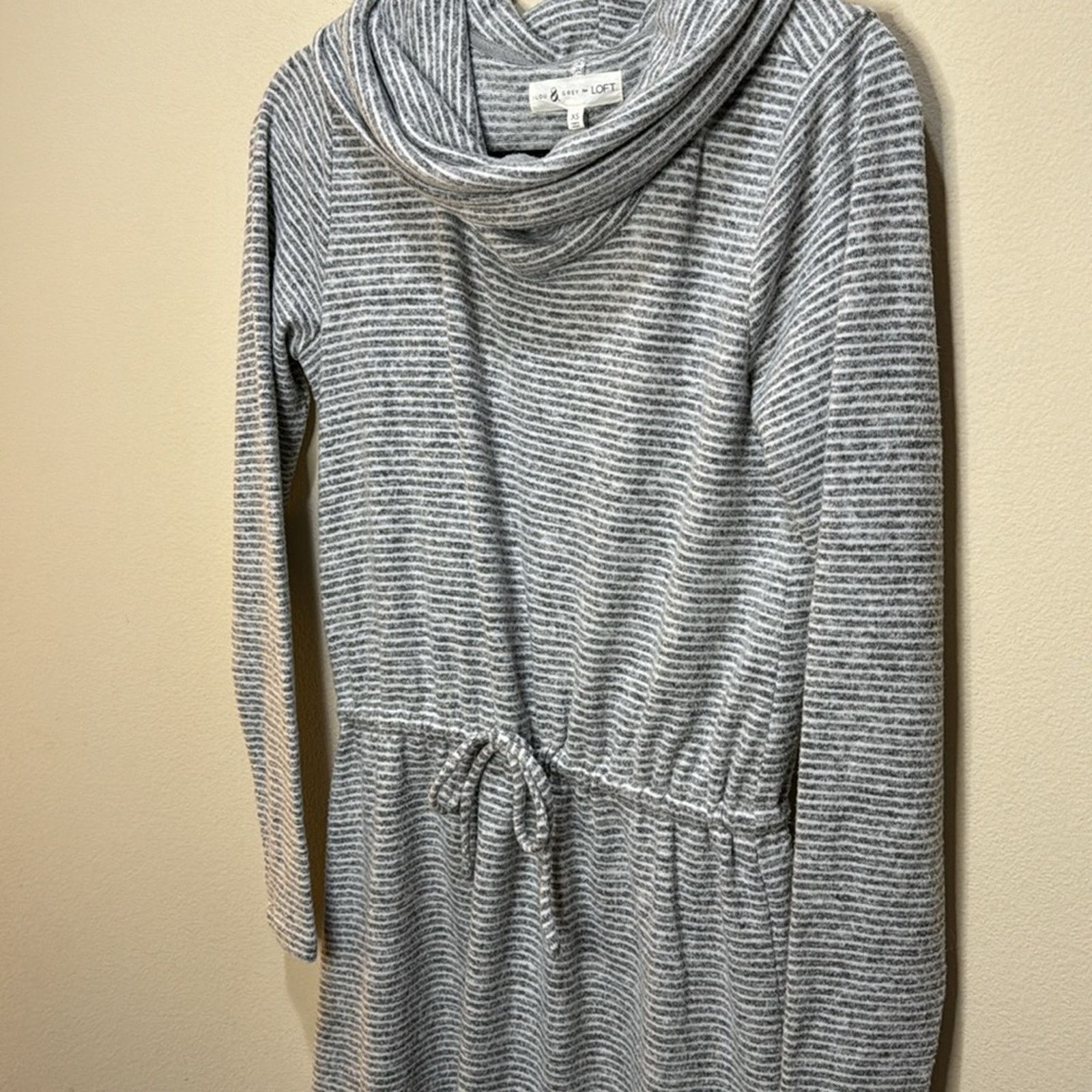 Lou & Grey Lou & Grey for LOFT Cowl-Neck Drawstring Dress Size XS Size XS / US 0-2 / IT 36-38 - 3 Thumbnail