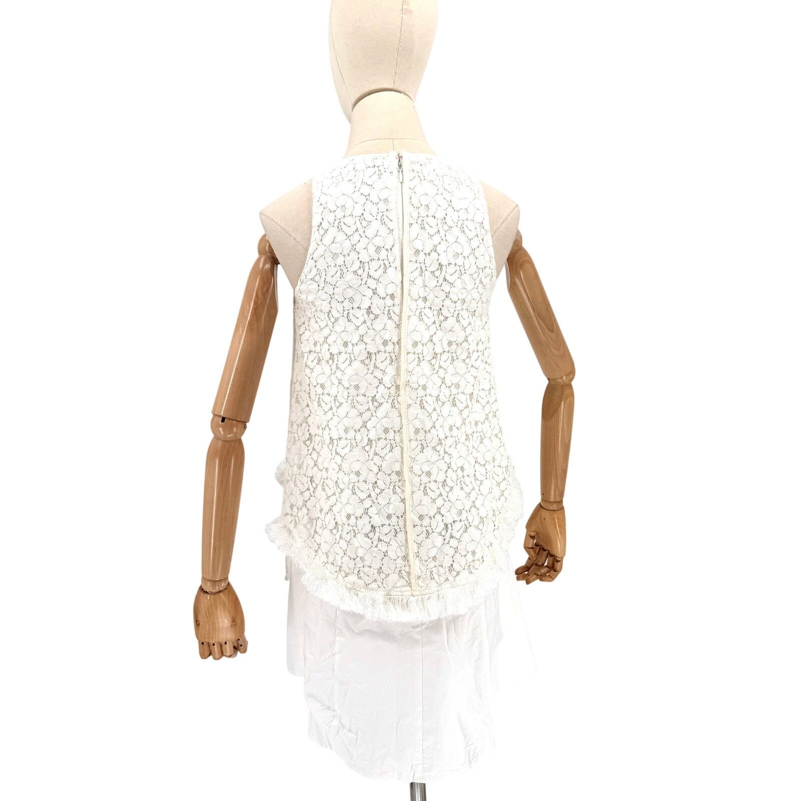 Derek Lam 10 Crosby Derek Lam 10 Crosby White Cotton Lace Fringe Mini Dress Size XS / US 0-2 / IT 36-38 - 6 Thumbnail
