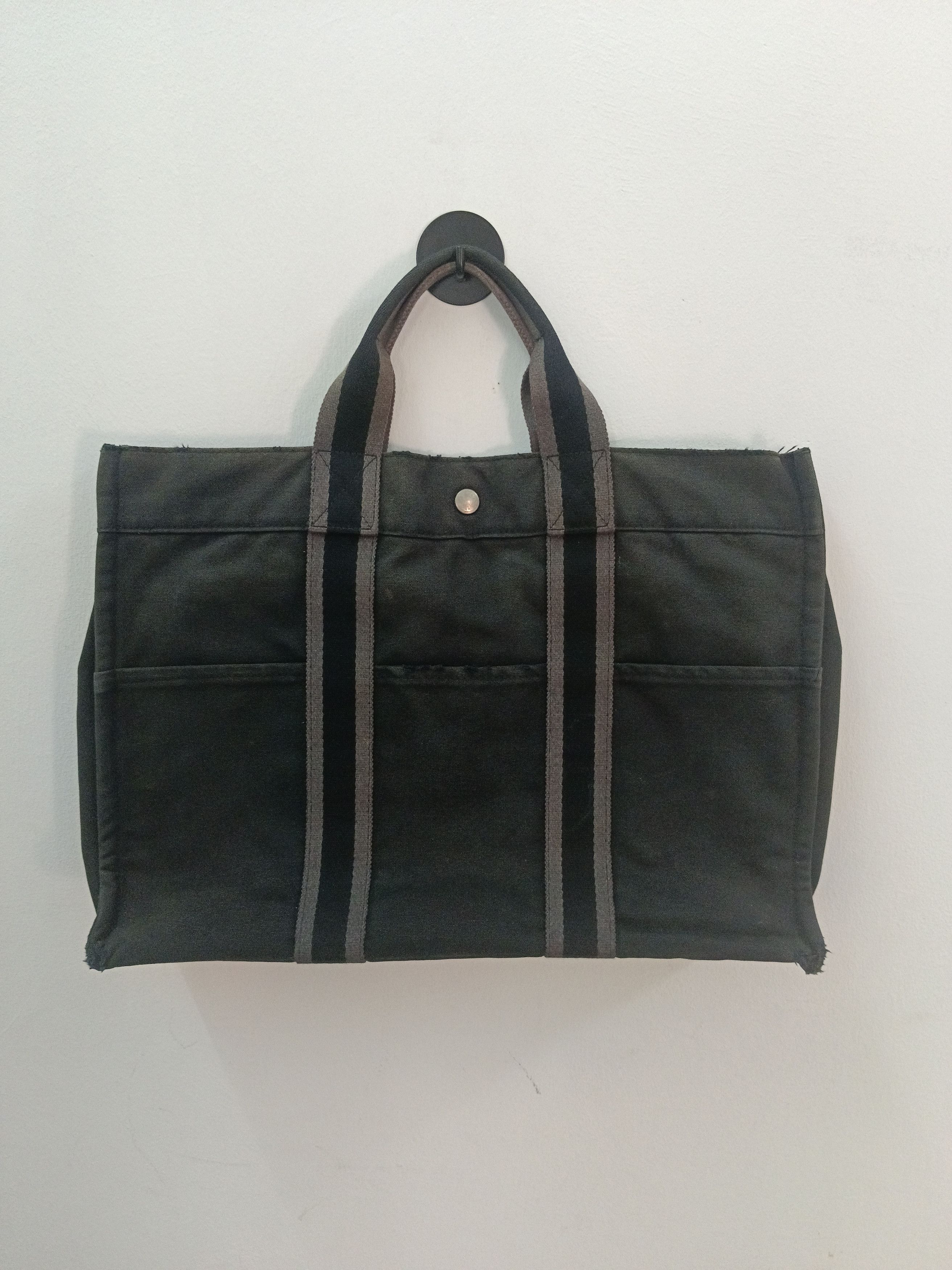 Hermes Hermès Fourre Tout MM Canvas Tote Bag Black/Grey Size ONE SIZE - 2 Thumbnail