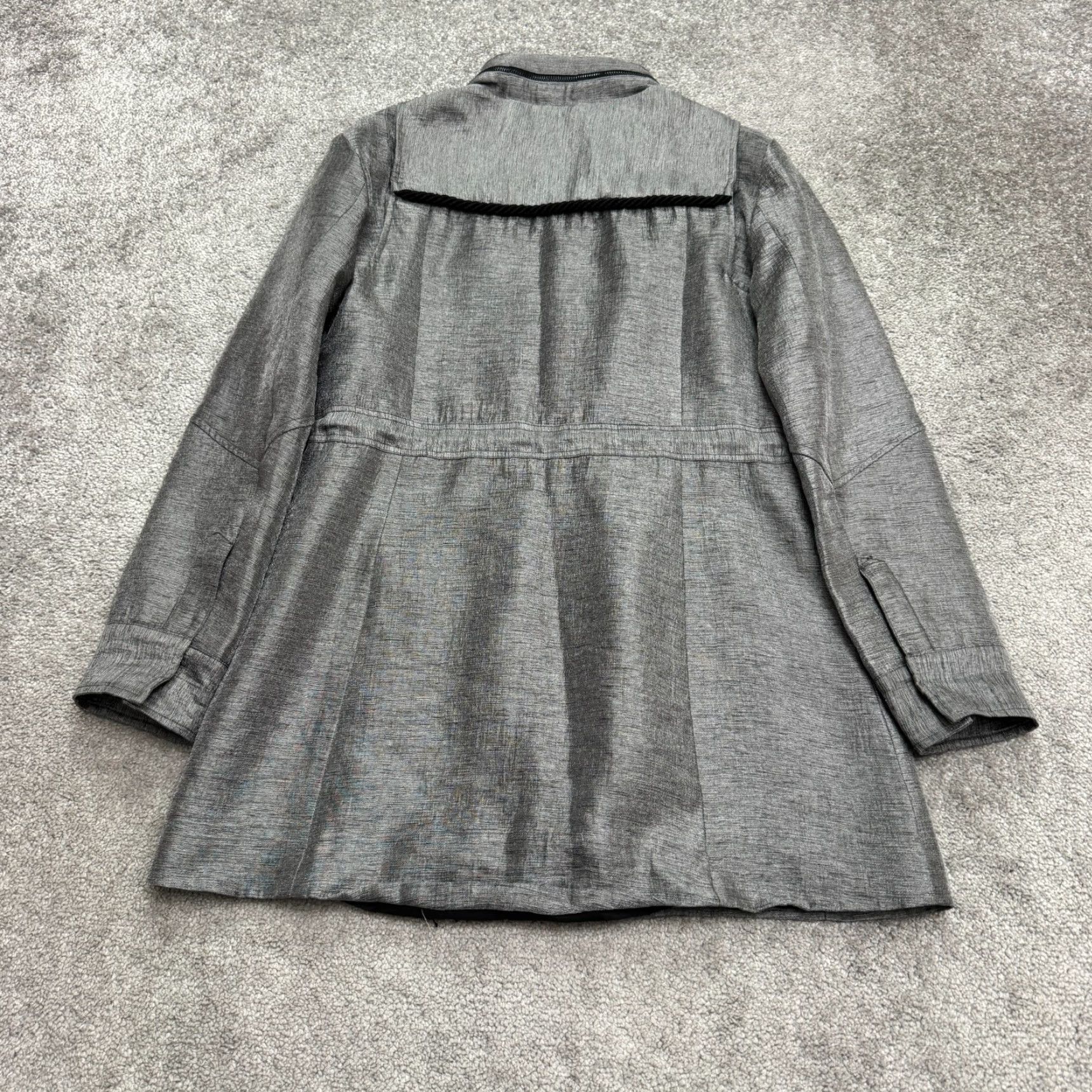 Vintage Chico's Laveer Military Utility Field Jacket Womens Gray Rope Belt Full Zip Coat Travel Size S / US 4 / IT 40 - 3 Thumbnail