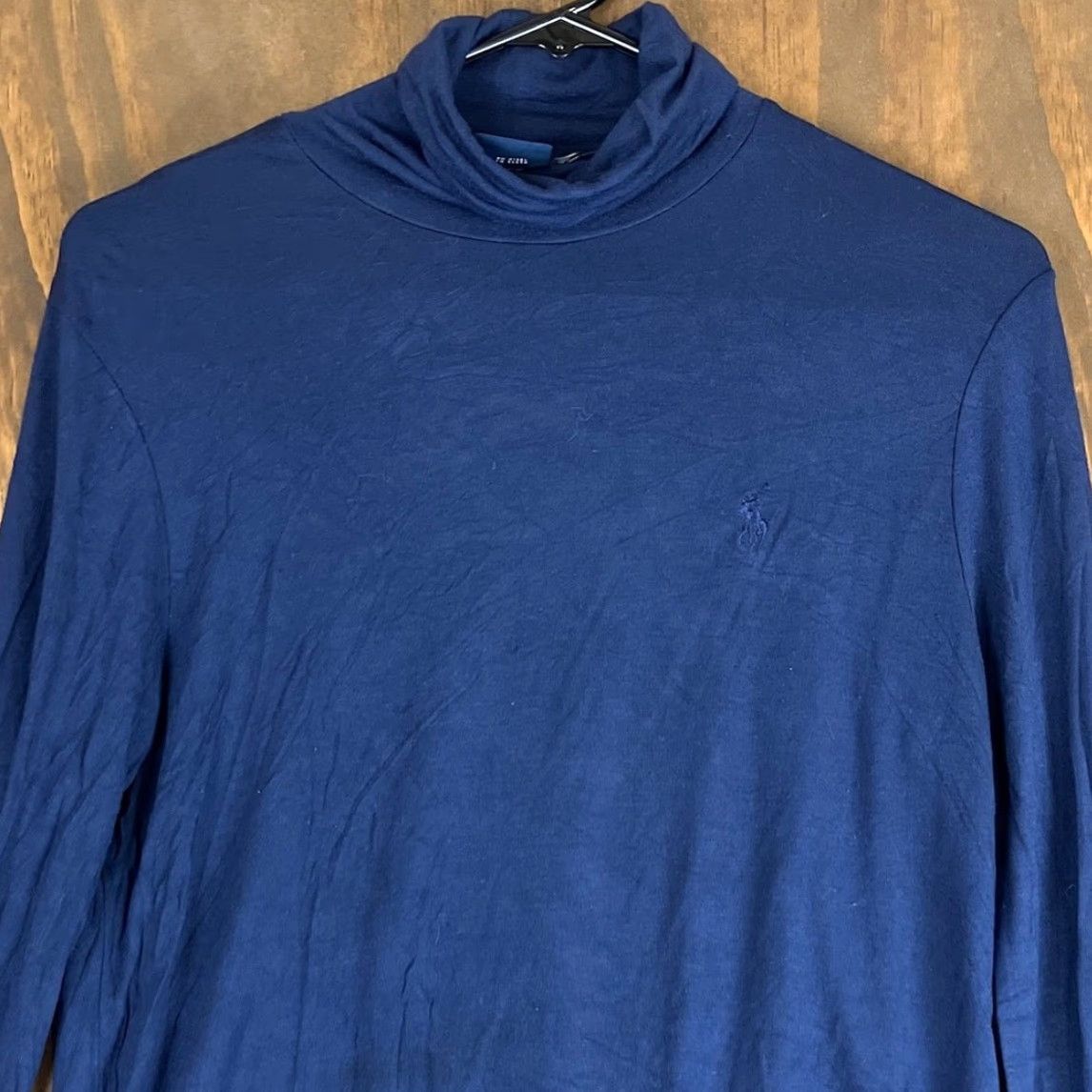 Polo Ralph Lauren Ralph Lauren Sport Sweater Women's Navy Blue Turtleneck Slim Stretch L/ Large - Knit, Lyocell, Spandex, Solid, Long Sleeve, Pullover, Machine Washable Size L / US 10 / IT 46 - 2 Thumbnail