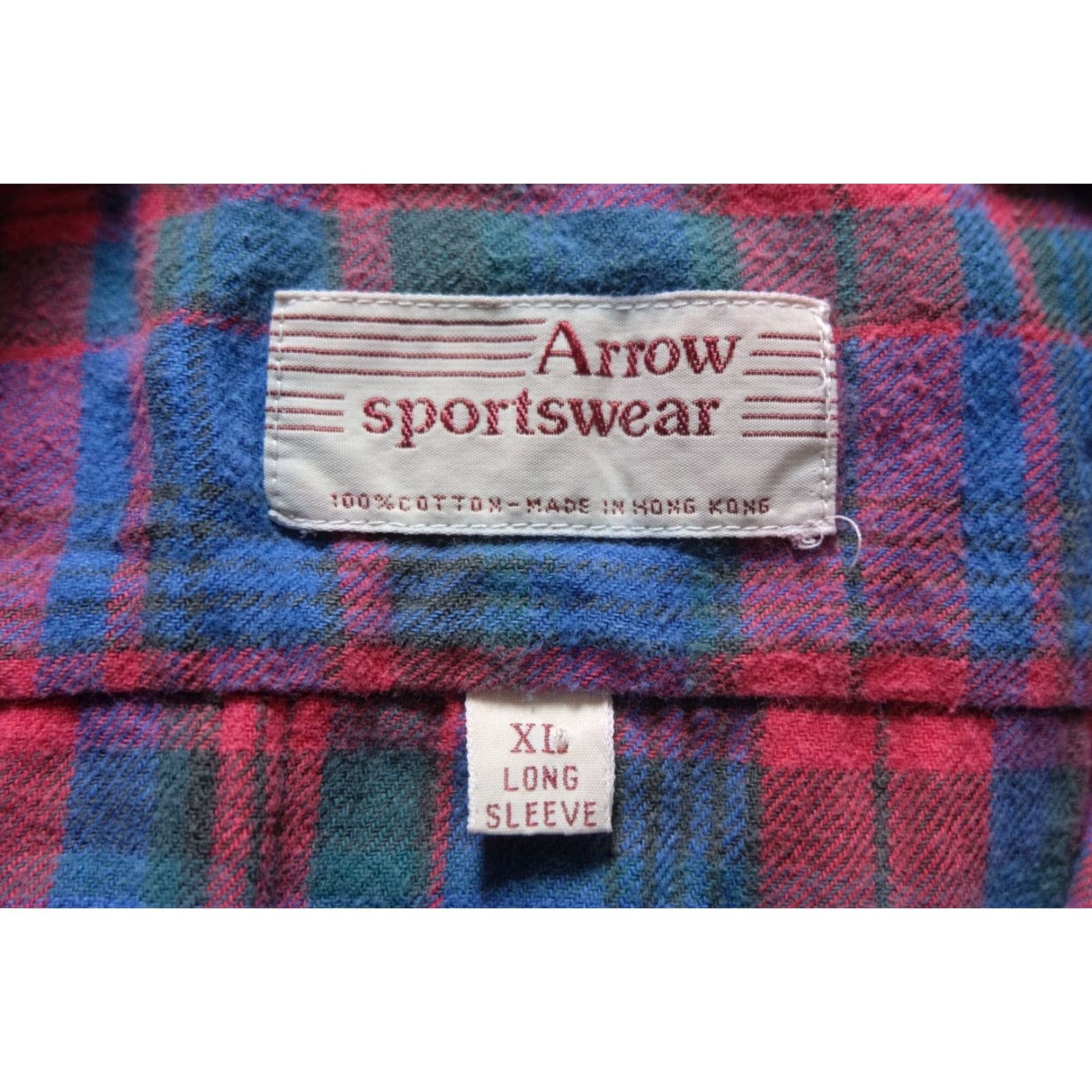 Arrow VINTAGE Arrow BUTTON-DOWN Shirt Men XL Flannel Red Hong Kong Made 80s 90s Casual Size US XL / EU 56 / 4 - 6 Thumbnail