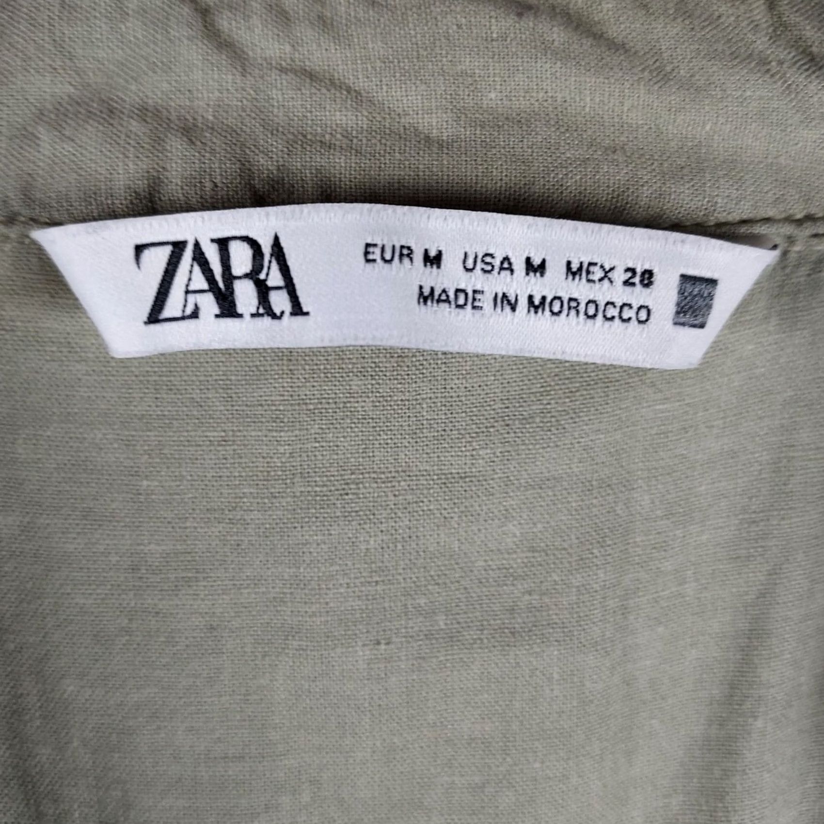 Zara Zara Romper Women's Green Linen Blend Button Front Short Sleeve Size M Casual Beach Bohemian Summer 2020s Green Color Size 32" / US 10 / IT 46 - 3 Thumbnail