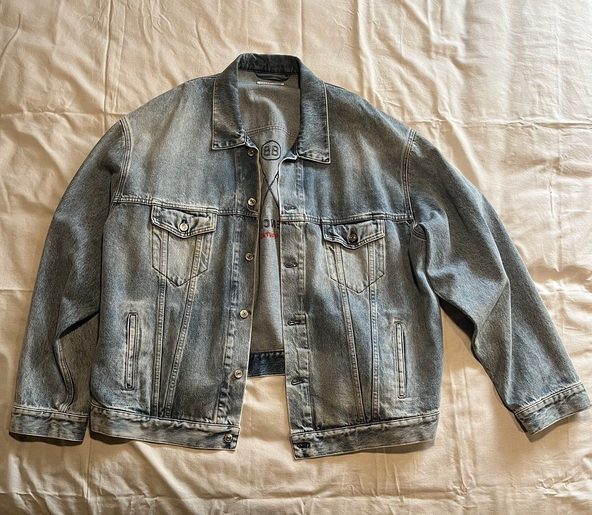 Balenciaga pride oversized denim jacket.