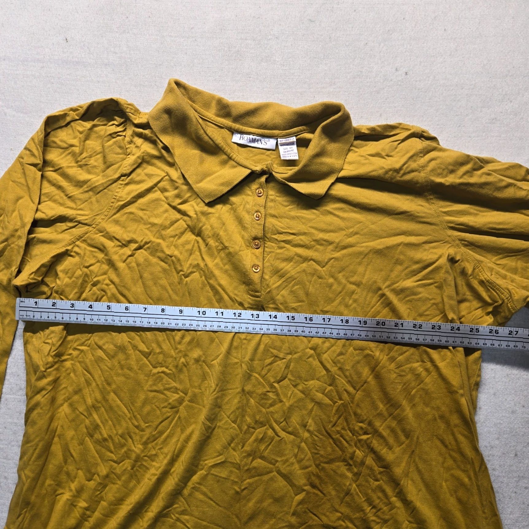 Vintage VINTAGE Roaman's Shirt Plus 4X Adult Women's Yellow Long Sleeve Mock Neck Casual Knit Cotton Polyester All Seasons 80s 90s Classic Retro USA Womens Size XXL / US 16-18 / IT 52-54 - 4 Thumbnail