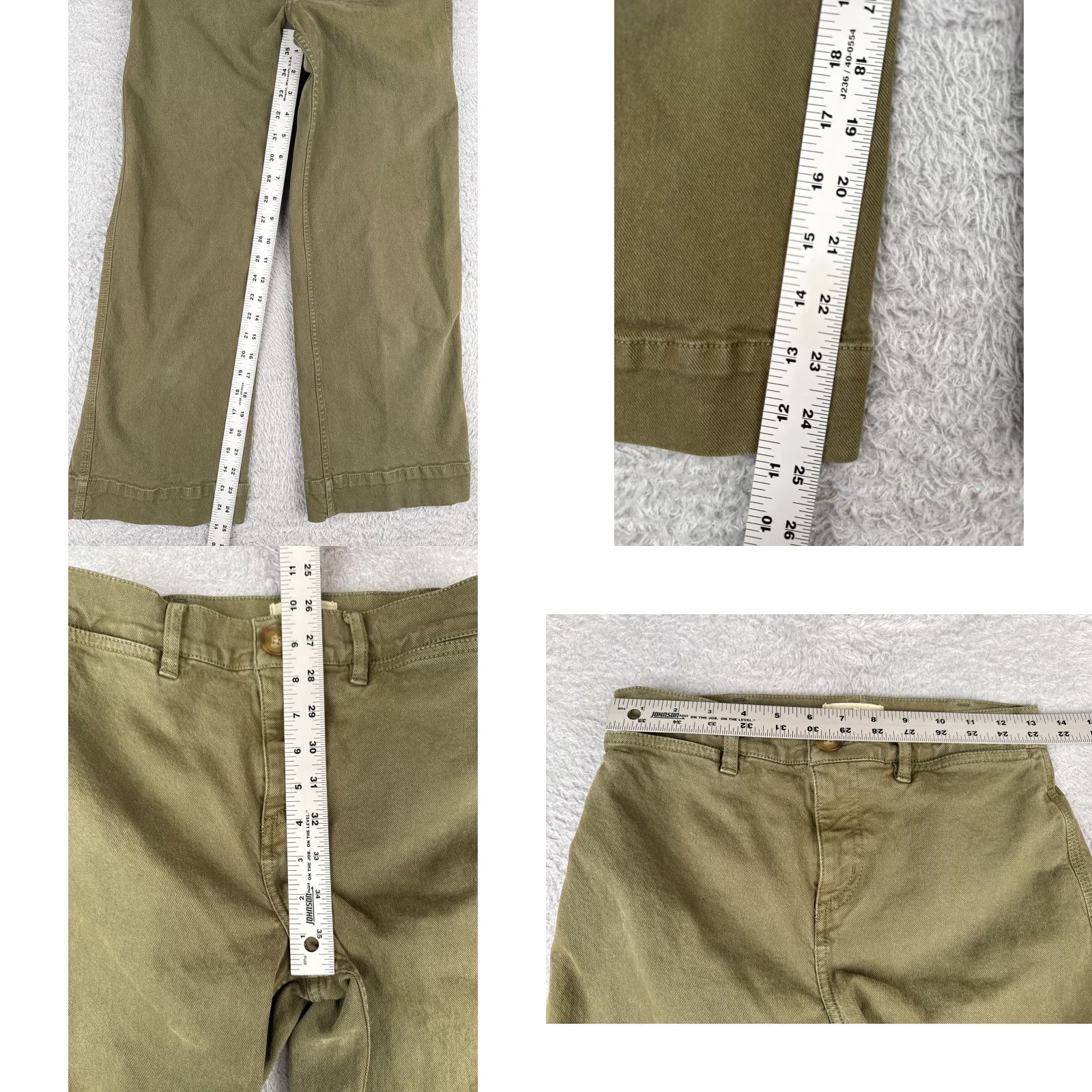 Lou & Grey Lou & Grey Jeans Womens 27 Green Denim Wide Leg Mid Rise Cotton Blend 26x25 Size 27" / US 4 / IT 40 - 8 Thumbnail
