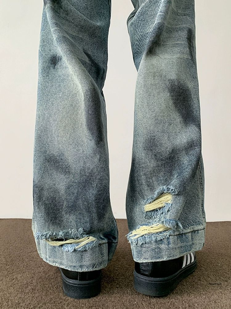 Japanese Brand Men's American Retro Dirty Tie-Dye Ripped Jeans Size US 32 / EU 48 - 4 Thumbnail