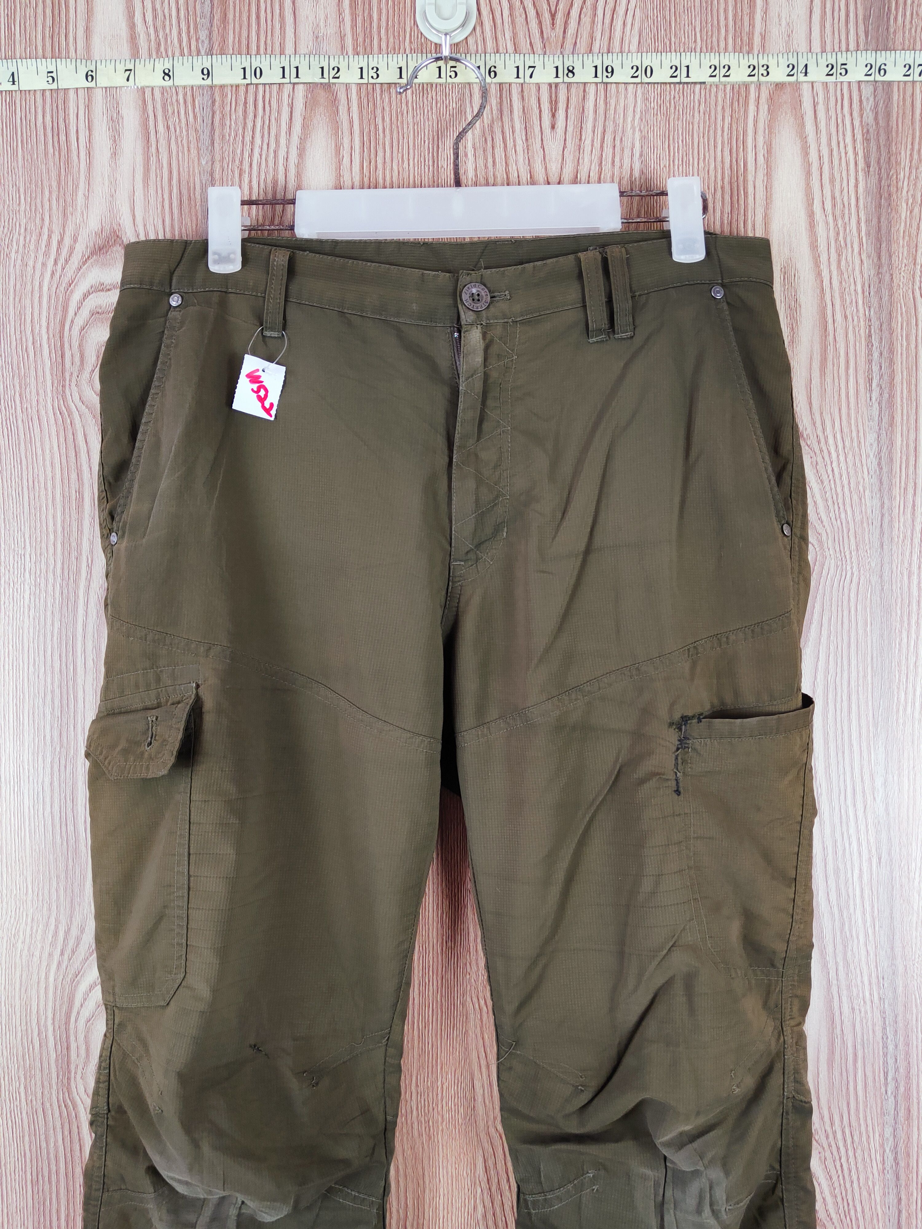 Japanese Brand FieldCore Olive Tactical Cargo hiking track Pants #W522 Size US 32 / EU 48 - 2 Thumbnail