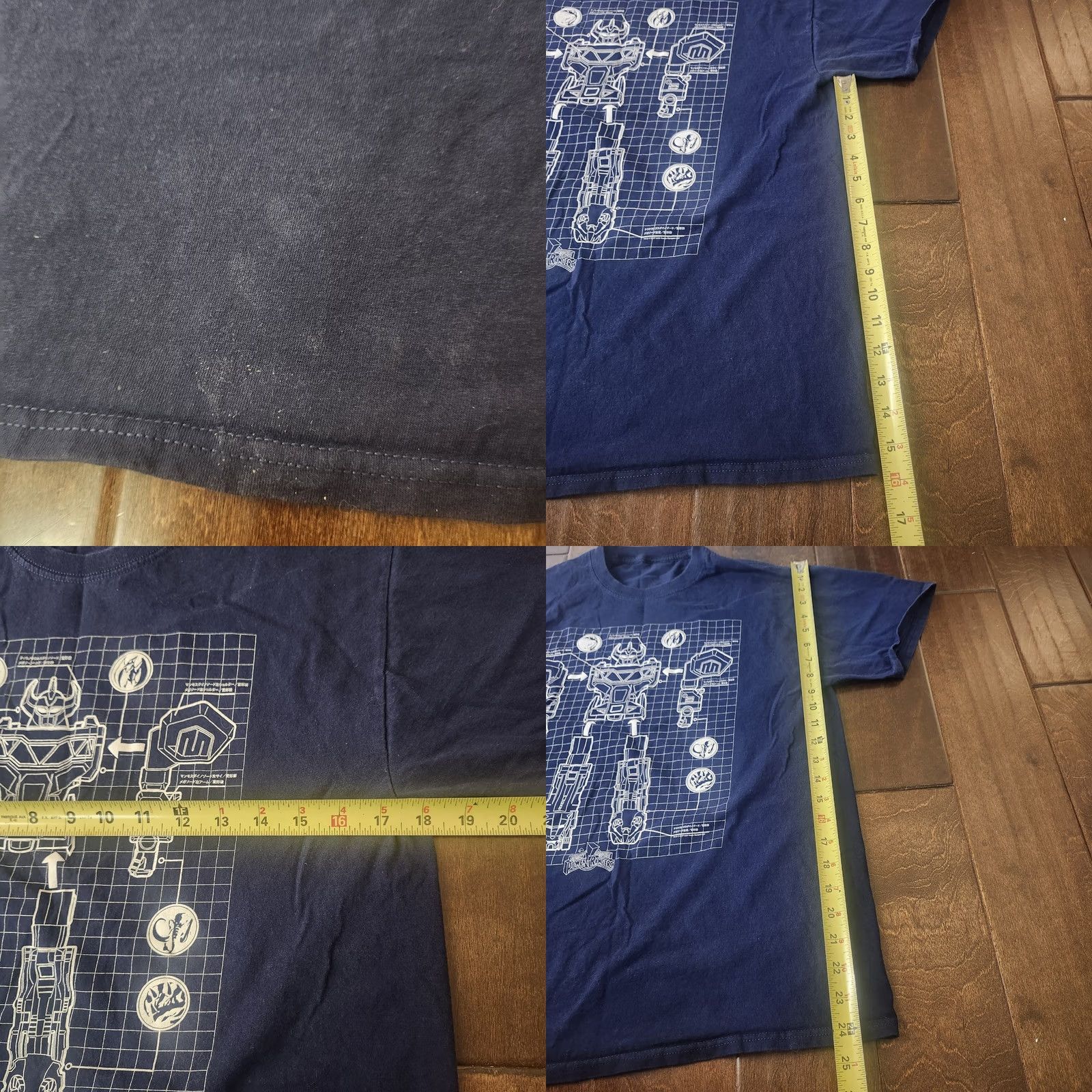Vintage Power Rangers Megazord Blueprint Shirt Mens M Navy Graphic Tee Size US M / EU 48-50 / 2 - 8 Thumbnail
