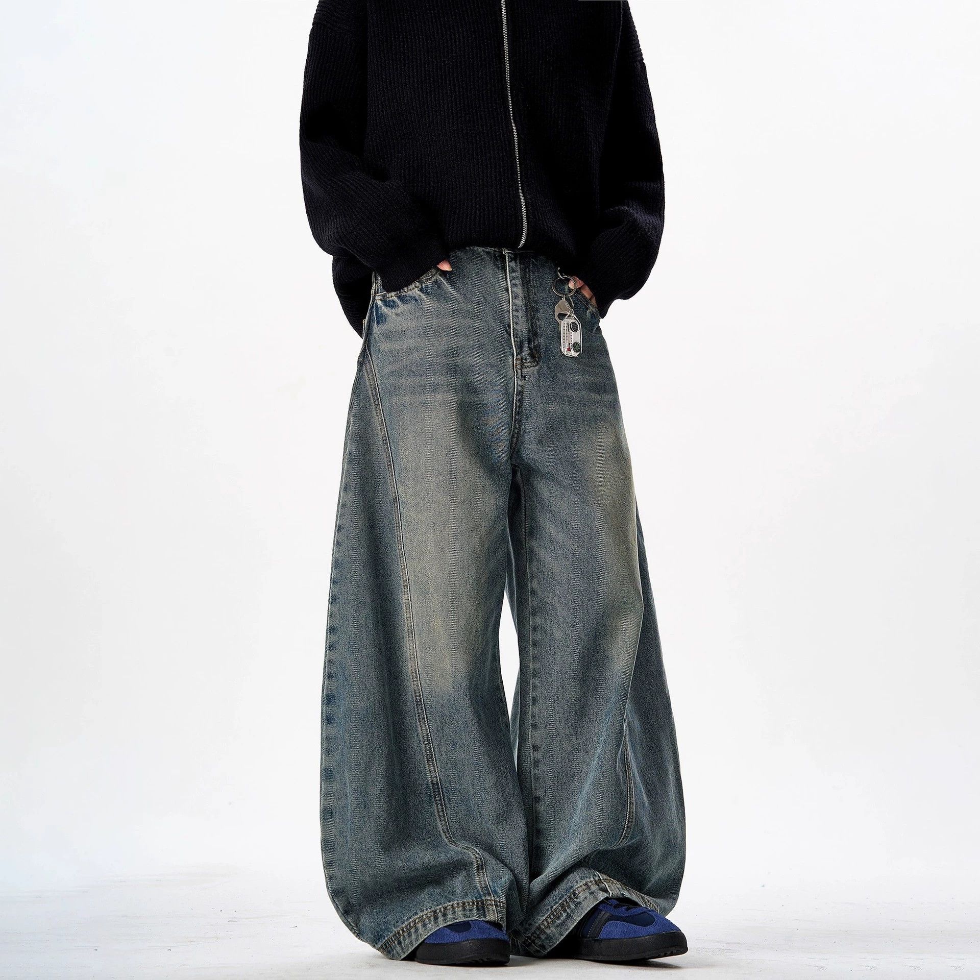 Japanese Brand American retro men's loose straight leg washed curved jeans Size US 32 / EU 48 - 2 Thumbnail