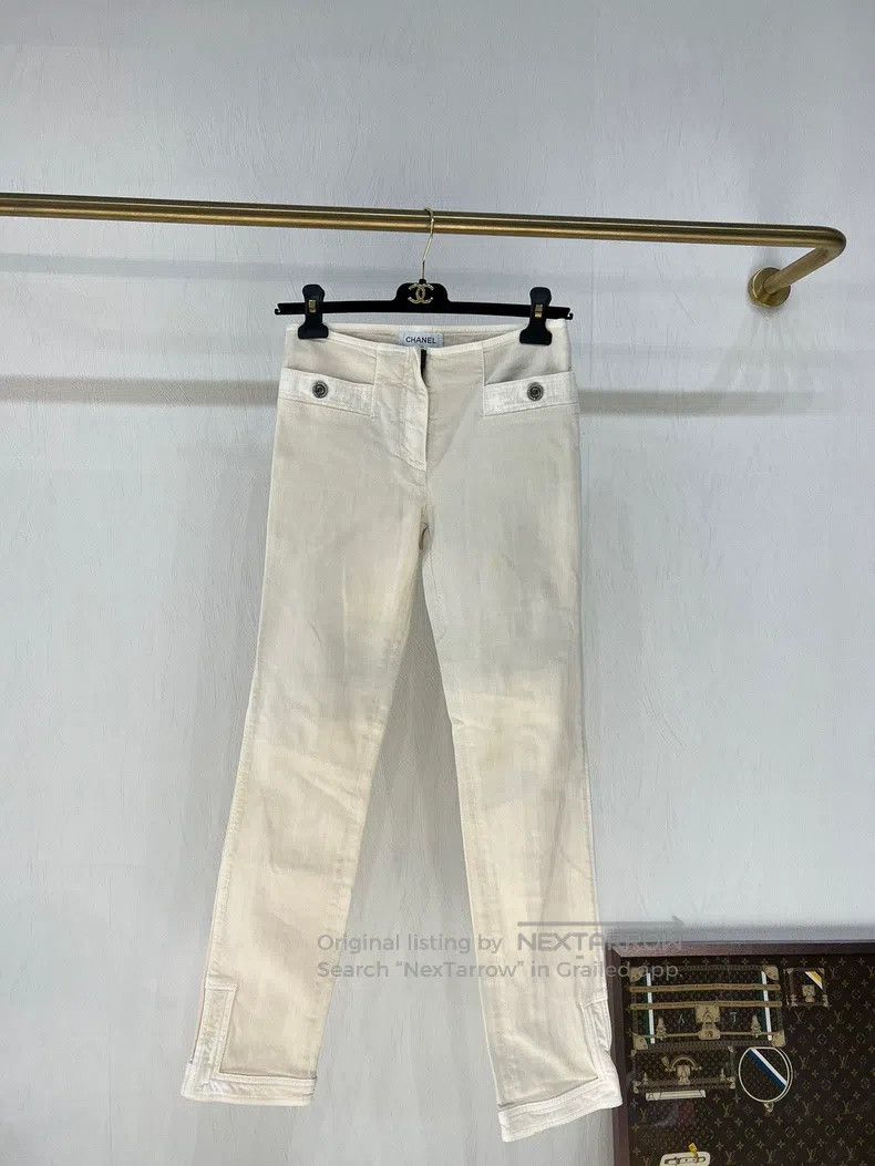 Chanel Chanel White jeans with diamond buckles Size 24" / US 00 / IT 34 - 1 Thumbnail
