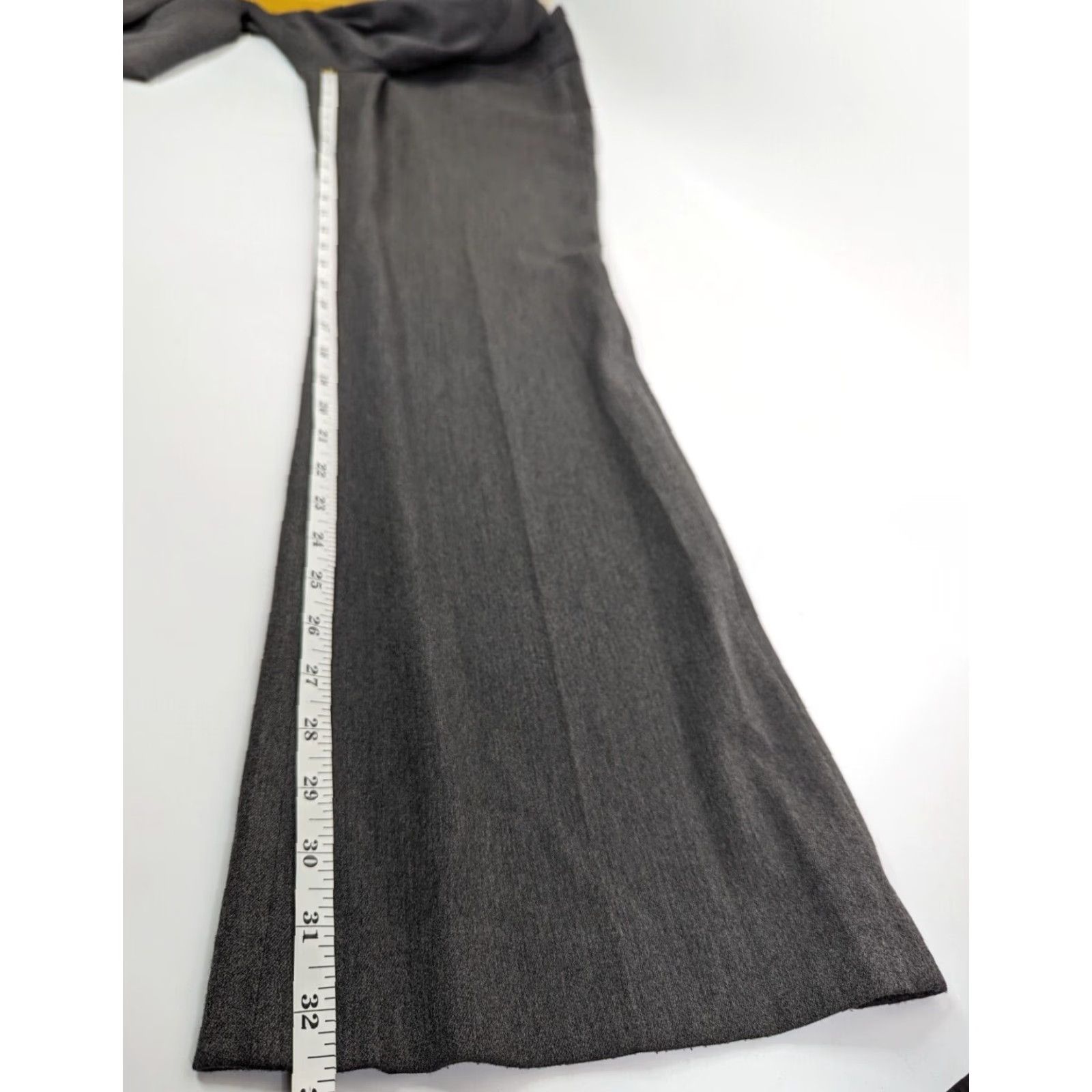 Express Express Editor Pants Wide-Leg Womens Size 6R Gray Charcoal Knit Polyester Blend Belt Detail Career Dress Pant (Defect) Size 28" / US 6 / IT 42 - 6 Thumbnail