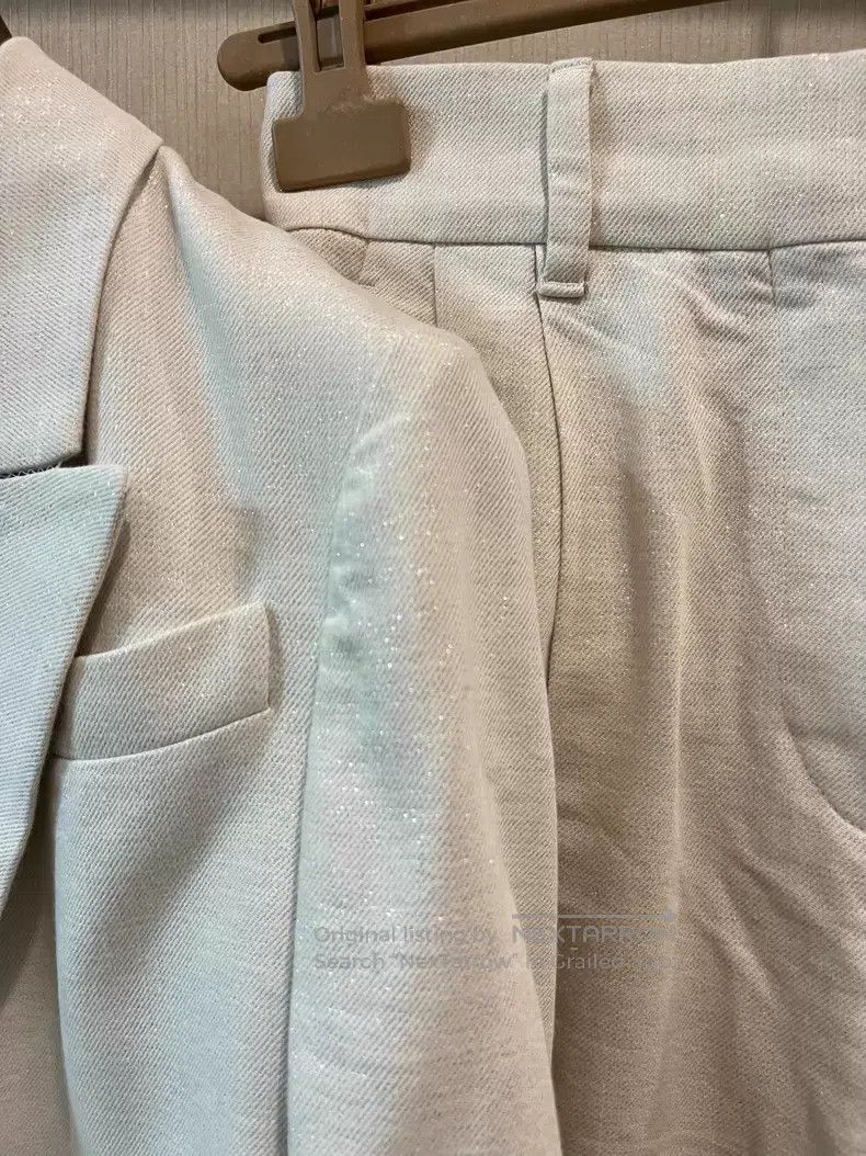 Brunello Cucinelli Brunello Cucinelli Pearlescent White Suit Jacket Size XXS / US 00 / IT 34 - 7 Thumbnail