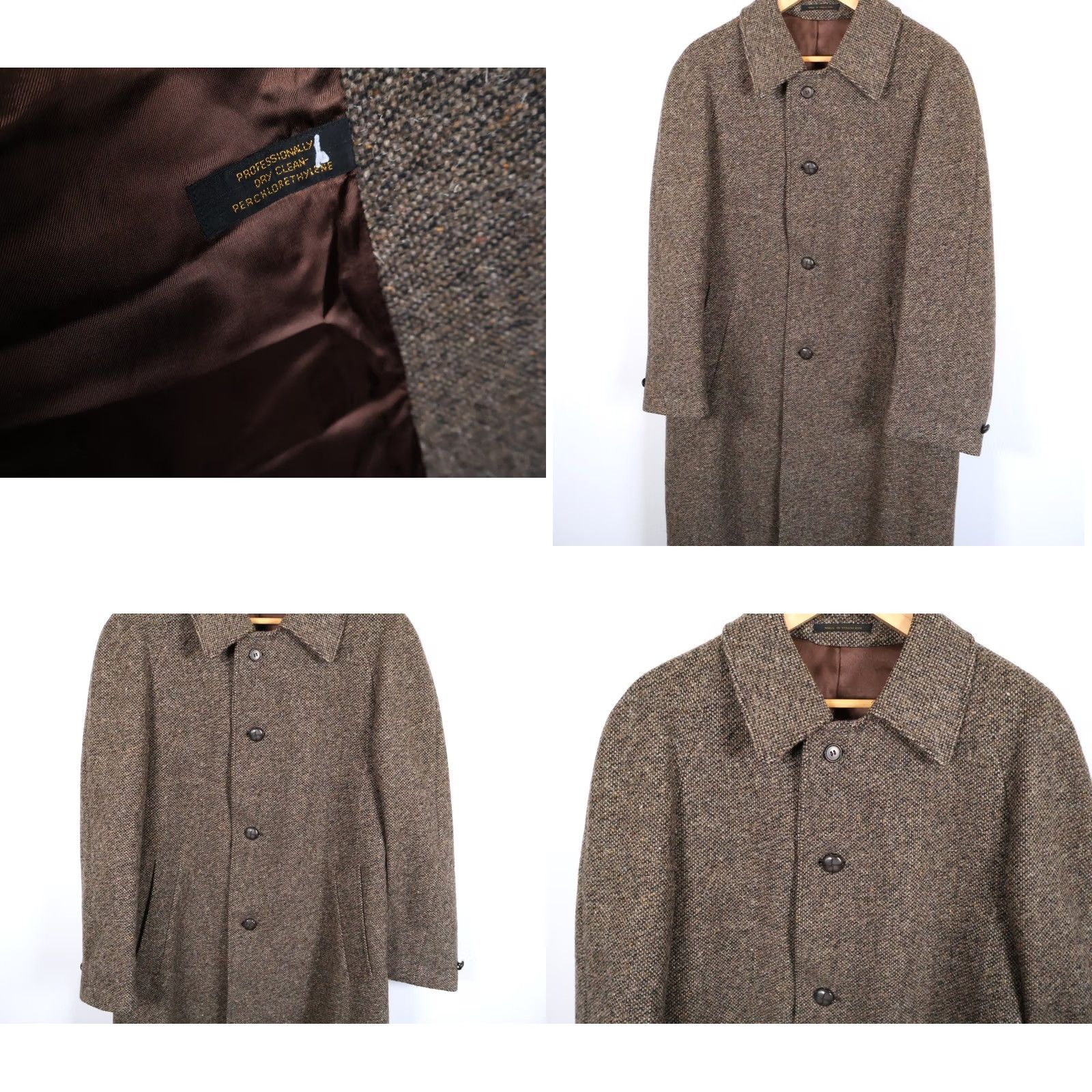 Vintage VINTAGE Overcoat Coat Wool 44 Brown Tweed Raglan Sleeves 80s Men’s Regular Long Size US S / EU 44-46 / 1 - 9 Thumbnail