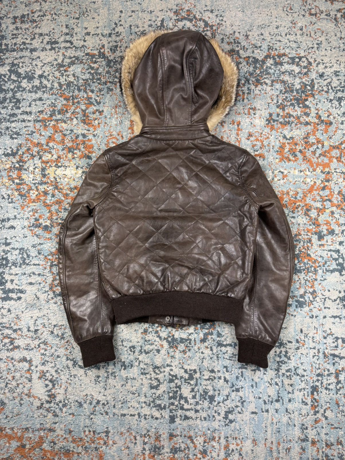 Belstaff × Designer × Vintage Vintage 90s Belstaff ocelot hooded leather fur bomber jacket Size S / US 4 / IT 40 - 3 Thumbnail