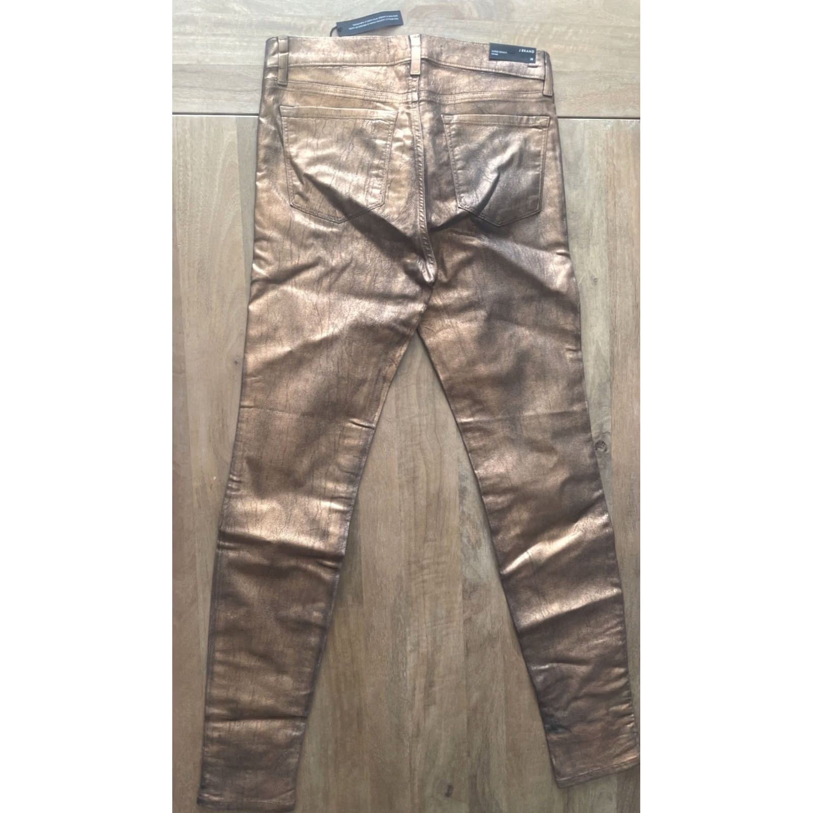 J Brand J Brand Super Skinny Bronze Coated Jeans Women 28 Regular Rise 30x30 Denim Zip Pockets Ankle Rock USA Y2K Breakin’/ Metallic Style Size 28" / US 6 / IT 42 - 2 Thumbnail