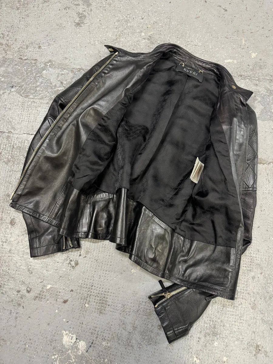 Gucci 2000s Gucci Asymmetrical Black Leather Jacket Size S / US 4 / IT 40 - 4 Thumbnail